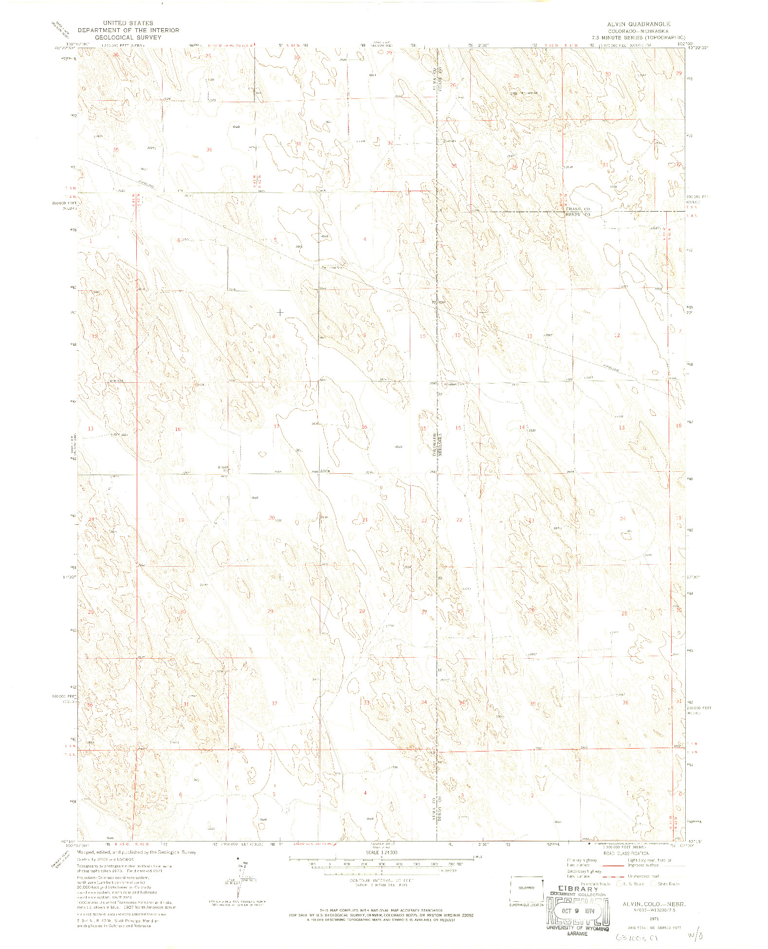 USGS 1:24000-SCALE QUADRANGLE FOR ALVIN, CO 1971