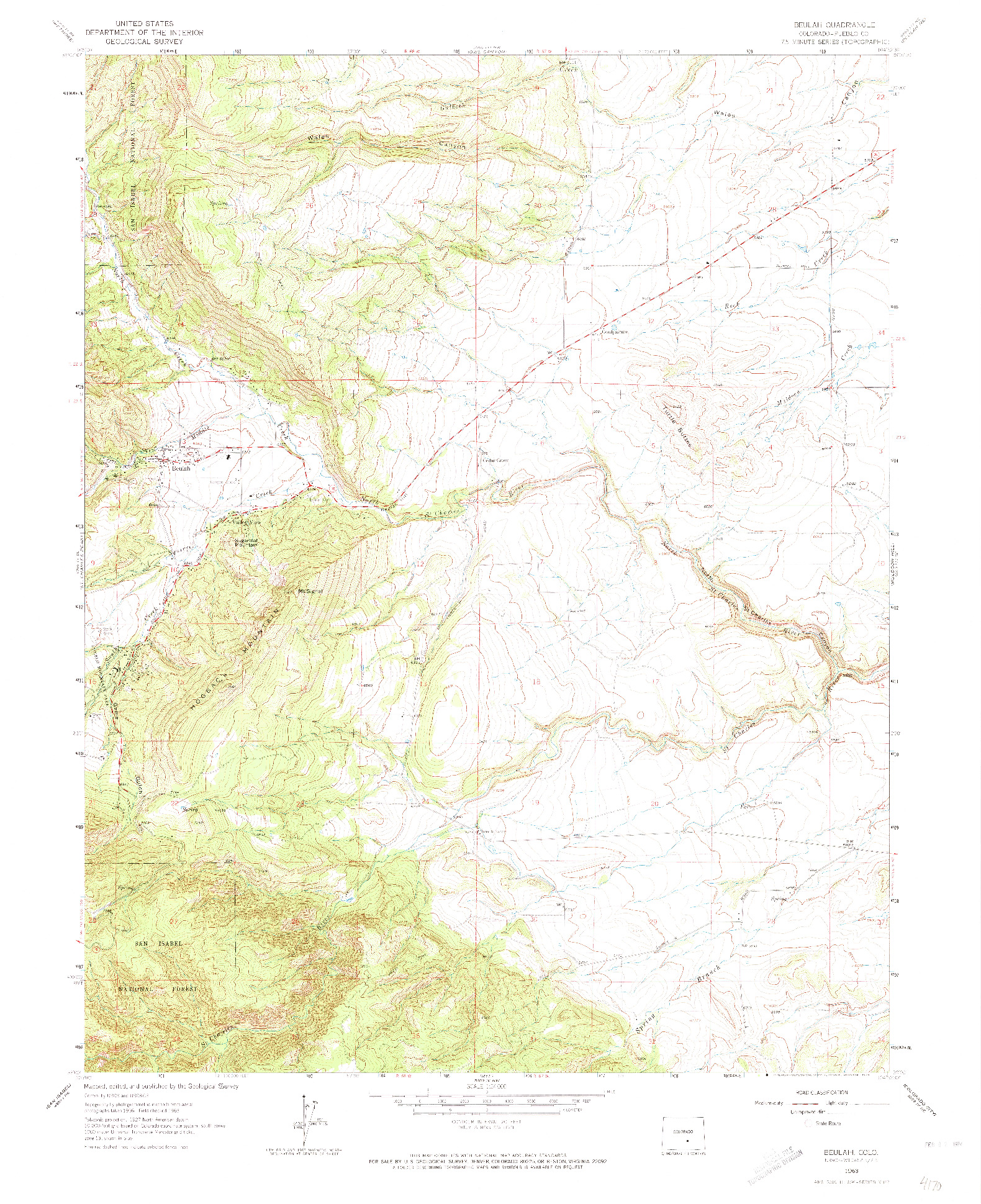 USGS 1:24000-SCALE QUADRANGLE FOR BEULAH, CO 1963