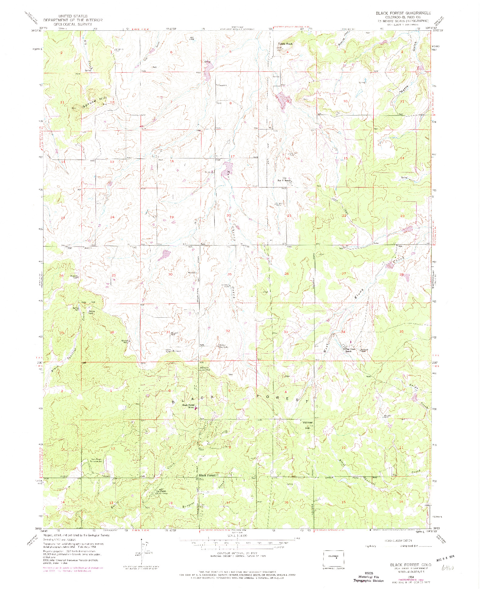 USGS 1:24000-SCALE QUADRANGLE FOR BLACK FOREST, CO 1954