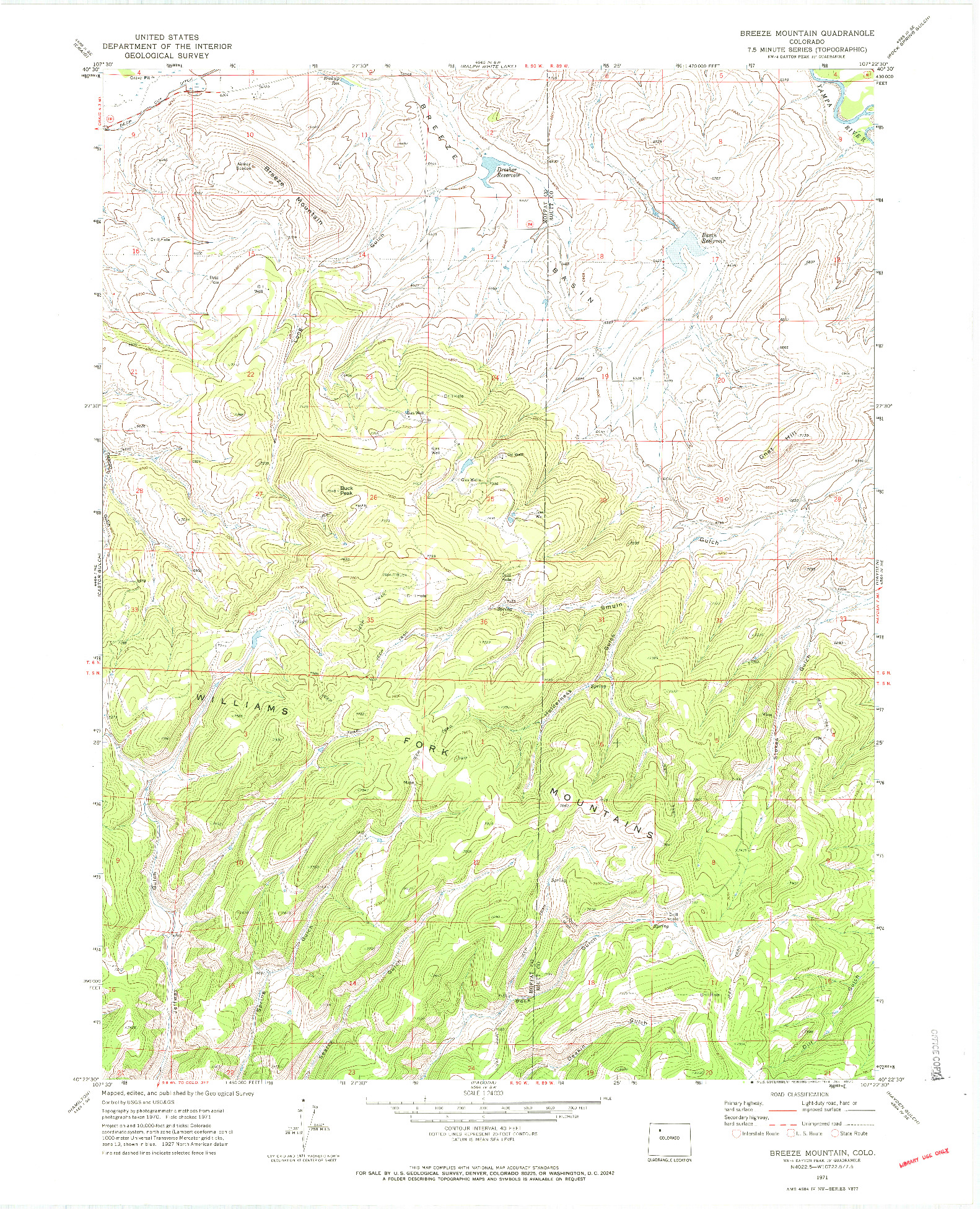 USGS 1:24000-SCALE QUADRANGLE FOR BREEZE MOUNTAIN, CO 1971