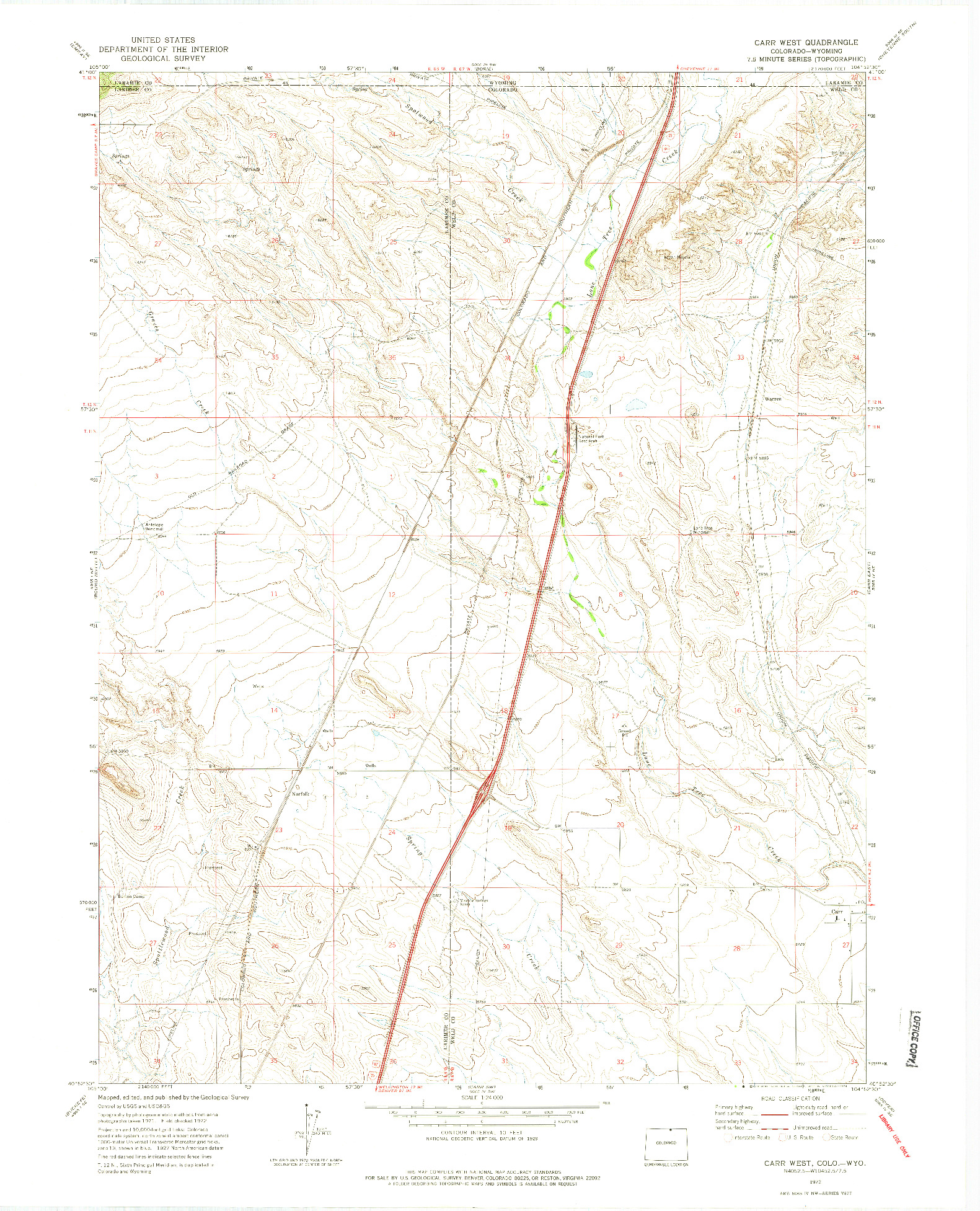 USGS 1:24000-SCALE QUADRANGLE FOR CARR WEST, CO 1972