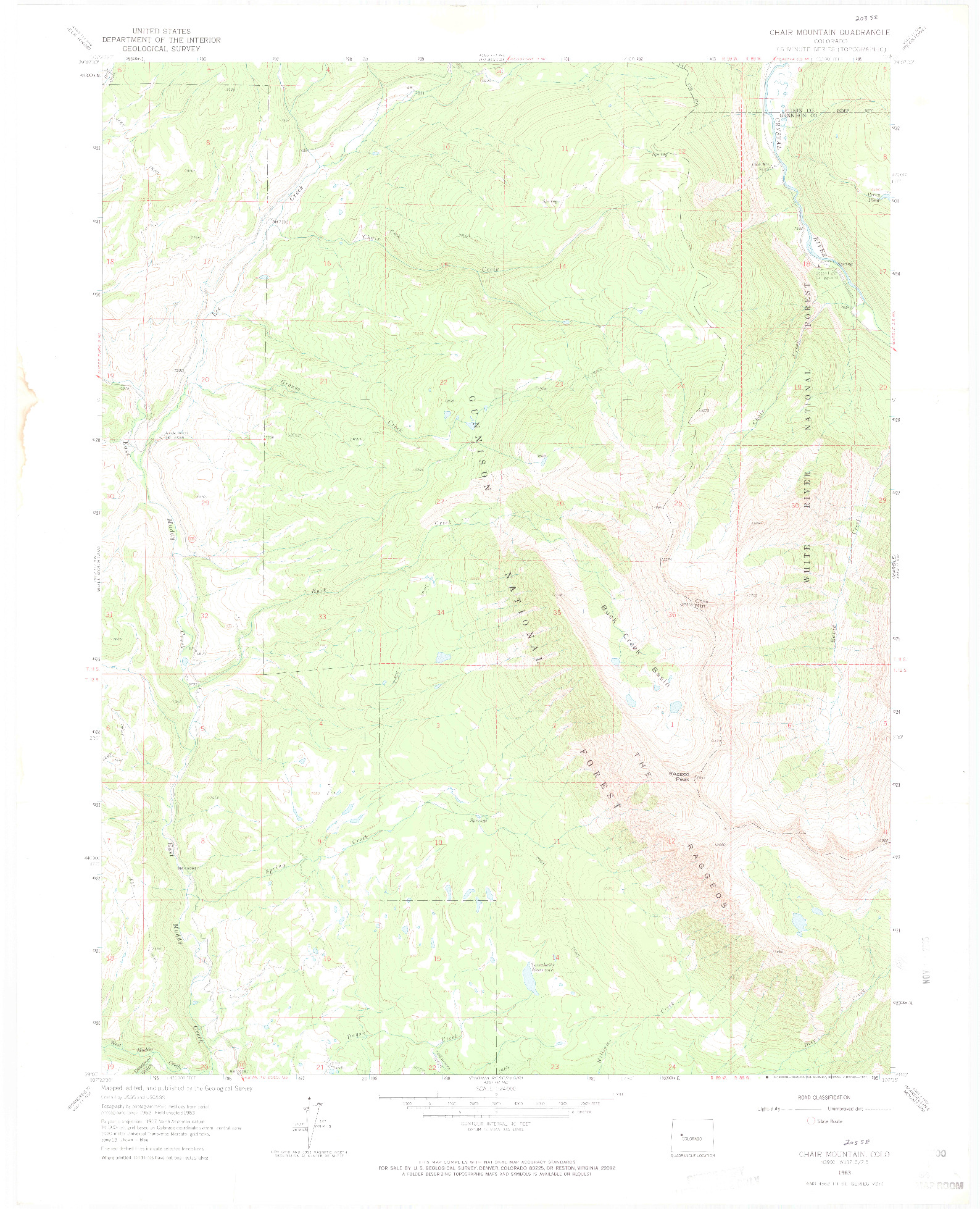 USGS 1:24000-SCALE QUADRANGLE FOR CHAIR MOUNTAIN, CO 1963