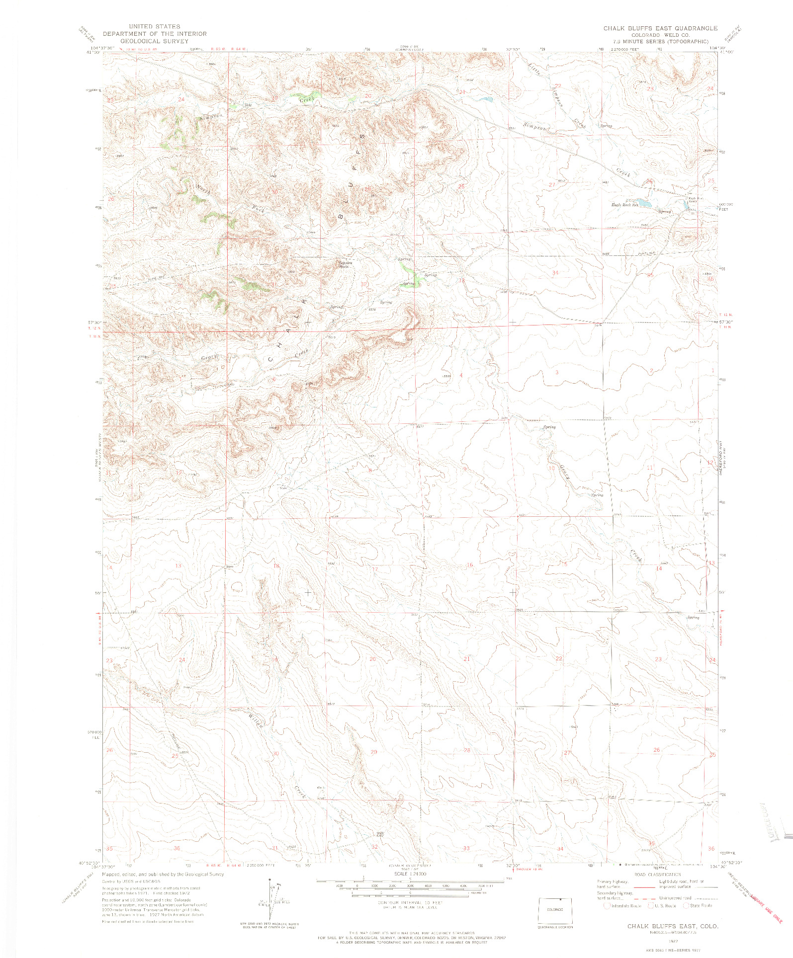 USGS 1:24000-SCALE QUADRANGLE FOR CHALK BLUFFS EAST, CO 1972