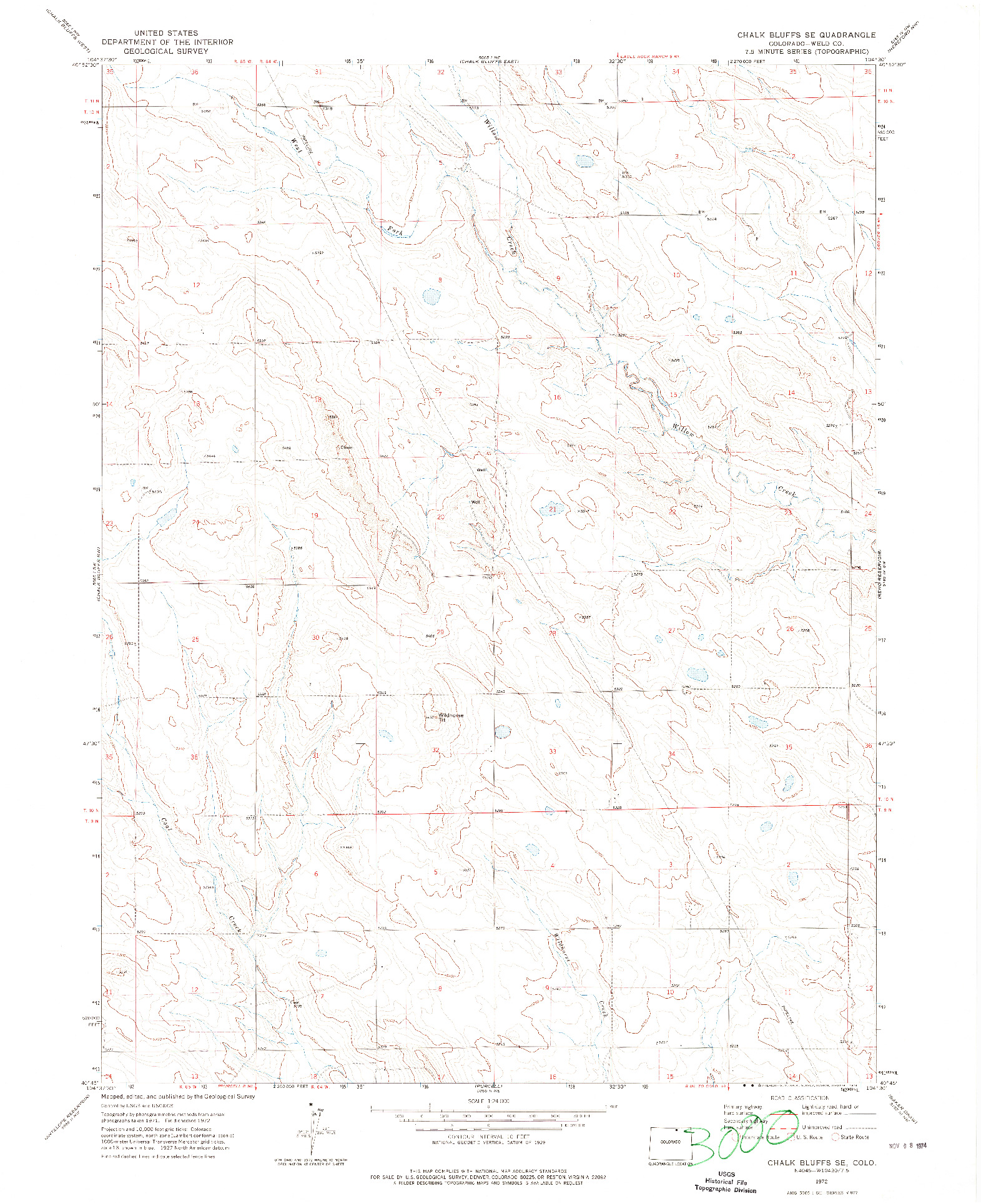 USGS 1:24000-SCALE QUADRANGLE FOR CHALK BLUFFS SE, CO 1972