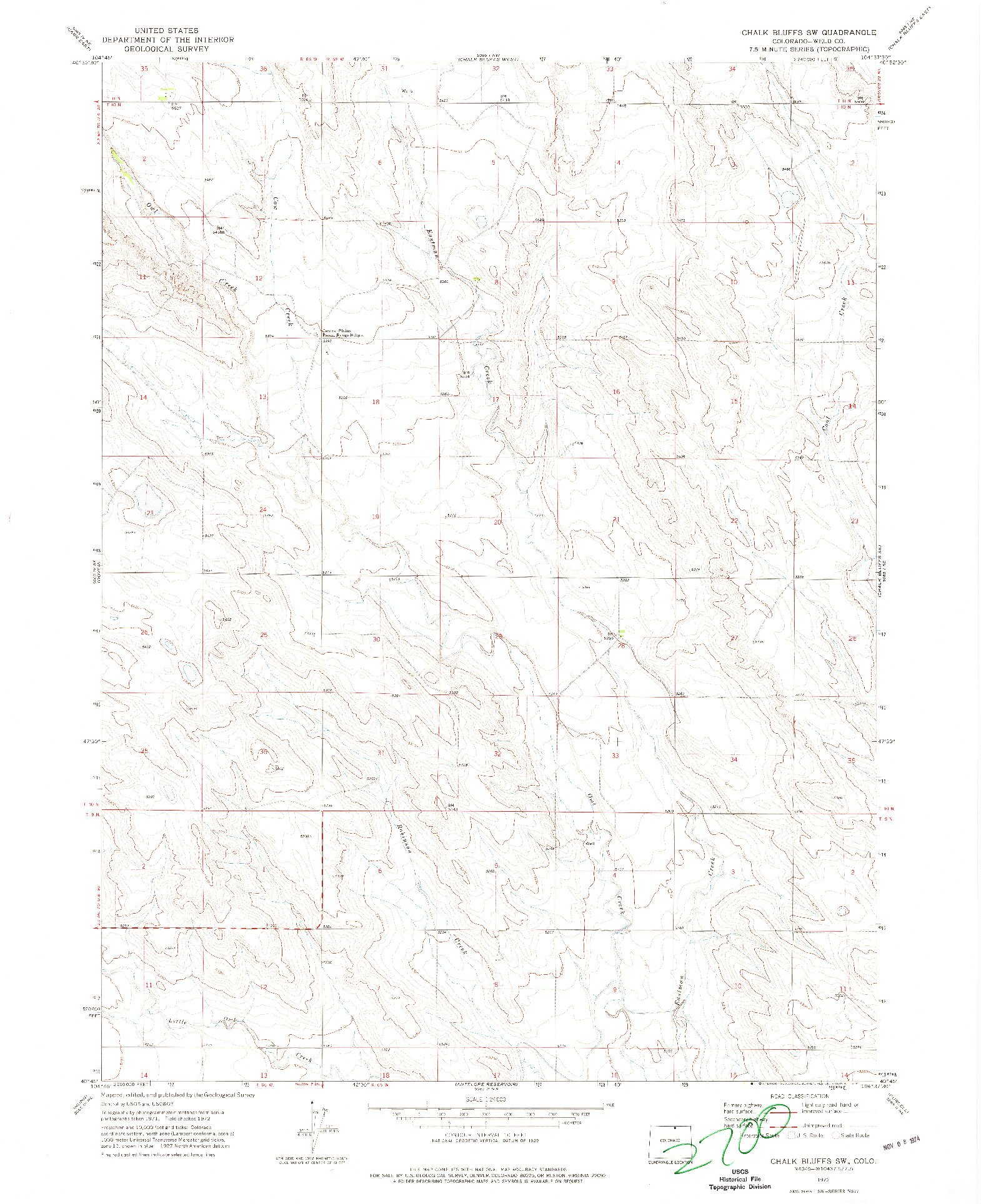 USGS 1:24000-SCALE QUADRANGLE FOR CHALK BLUFFS SW, CO 1972