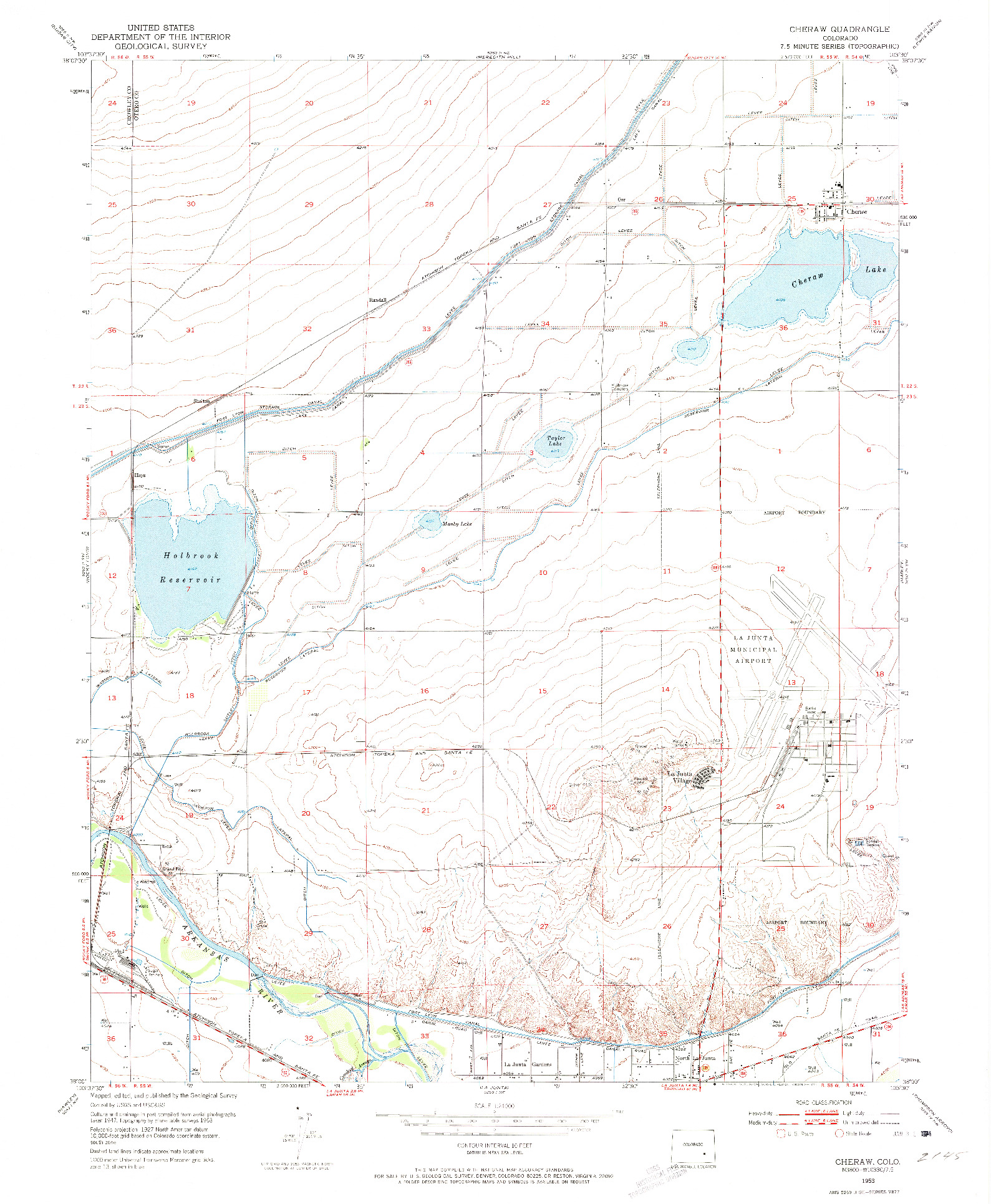 USGS 1:24000-SCALE QUADRANGLE FOR CHERAW, CO 1953