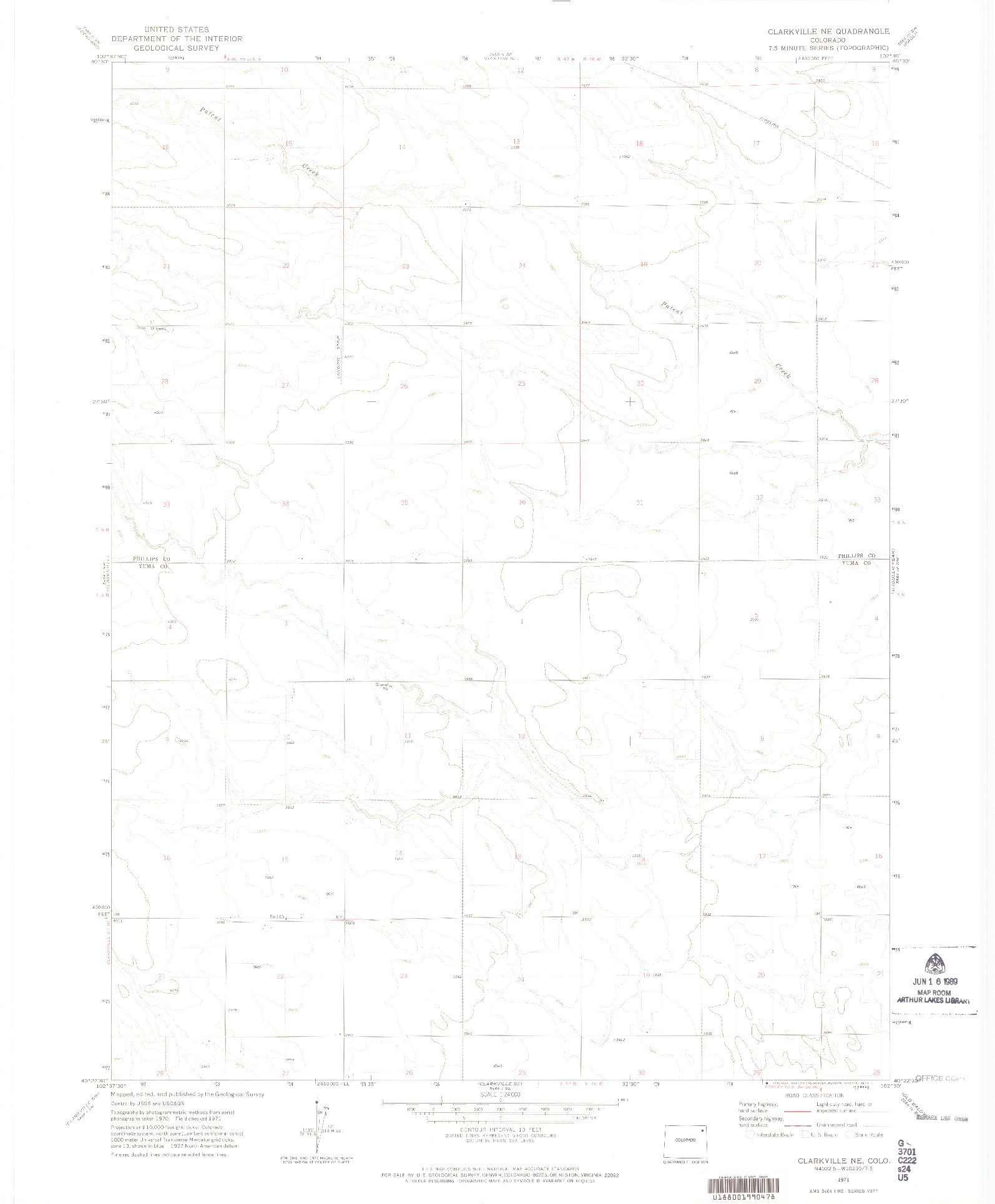 USGS 1:24000-SCALE QUADRANGLE FOR CLARKVILLE NE, CO 1971