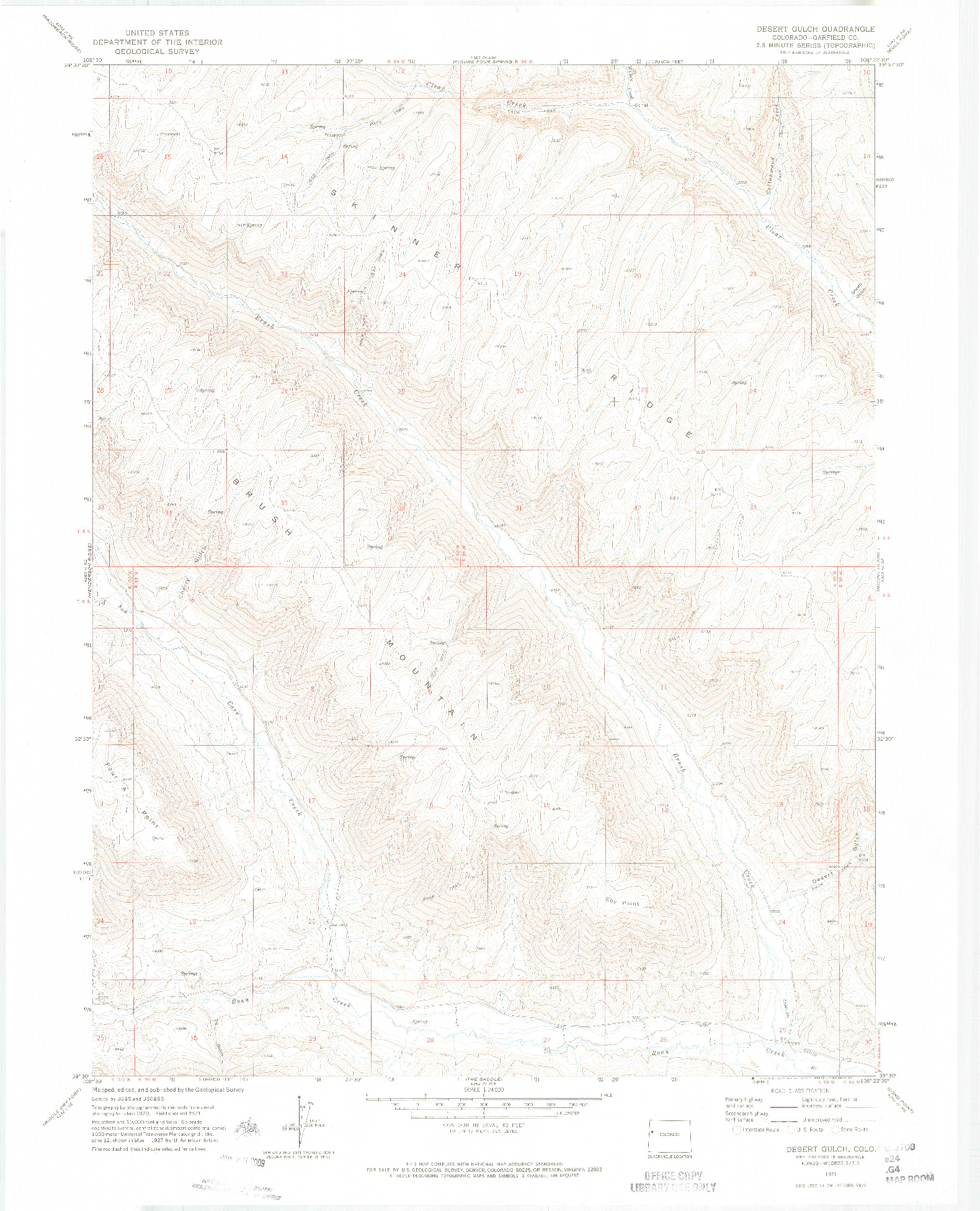 USGS 1:24000-SCALE QUADRANGLE FOR DESERT GULCH, CO 1971
