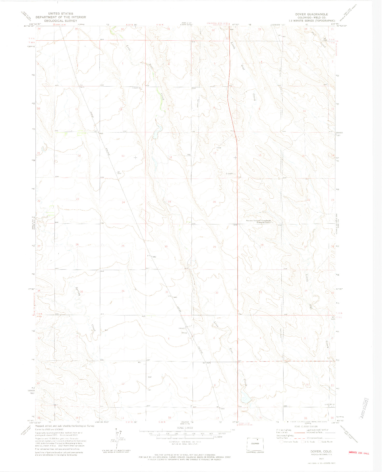 USGS 1:24000-SCALE QUADRANGLE FOR DOVER, CO 1972