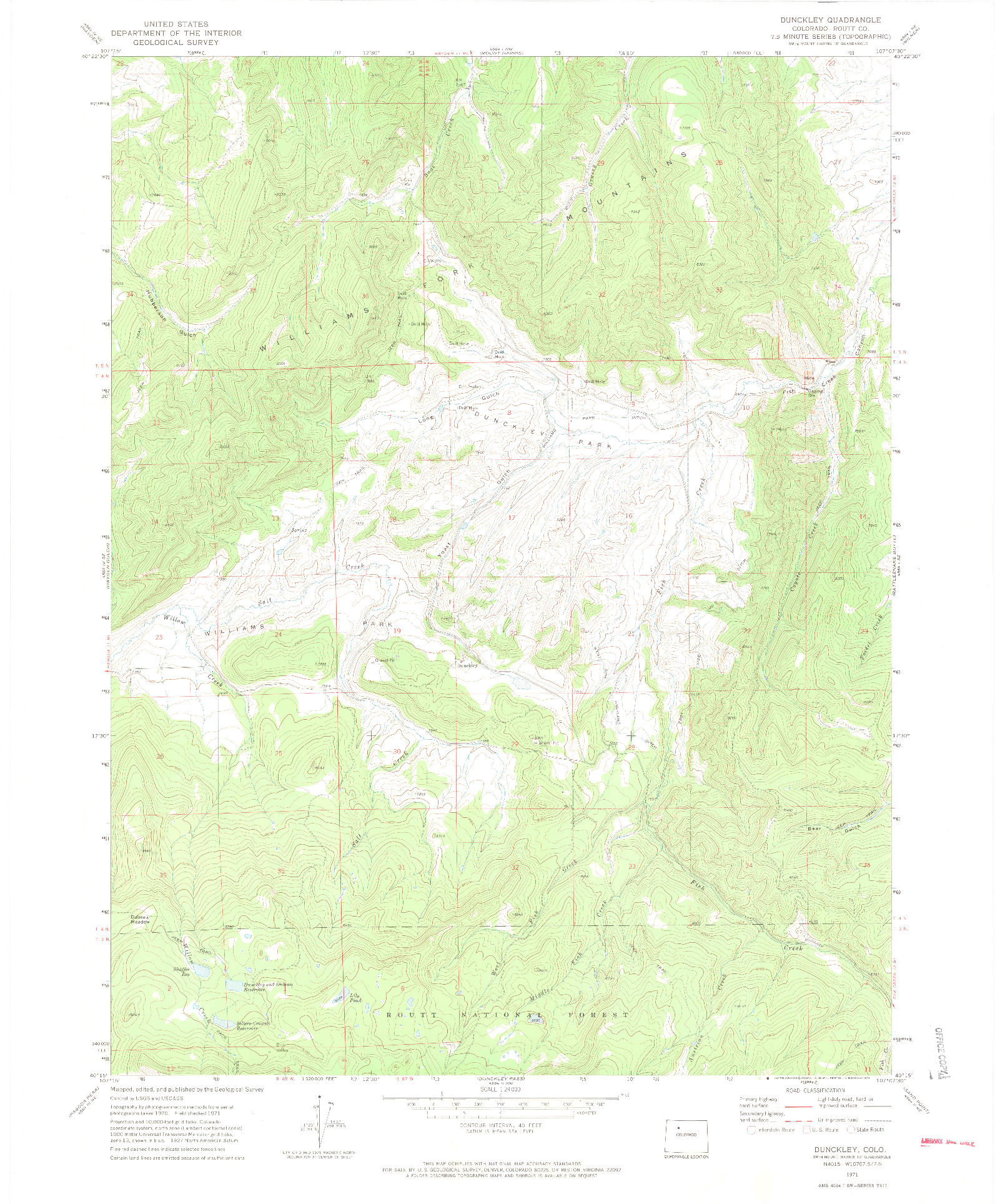 USGS 1:24000-SCALE QUADRANGLE FOR DUNCKLEY, CO 1971