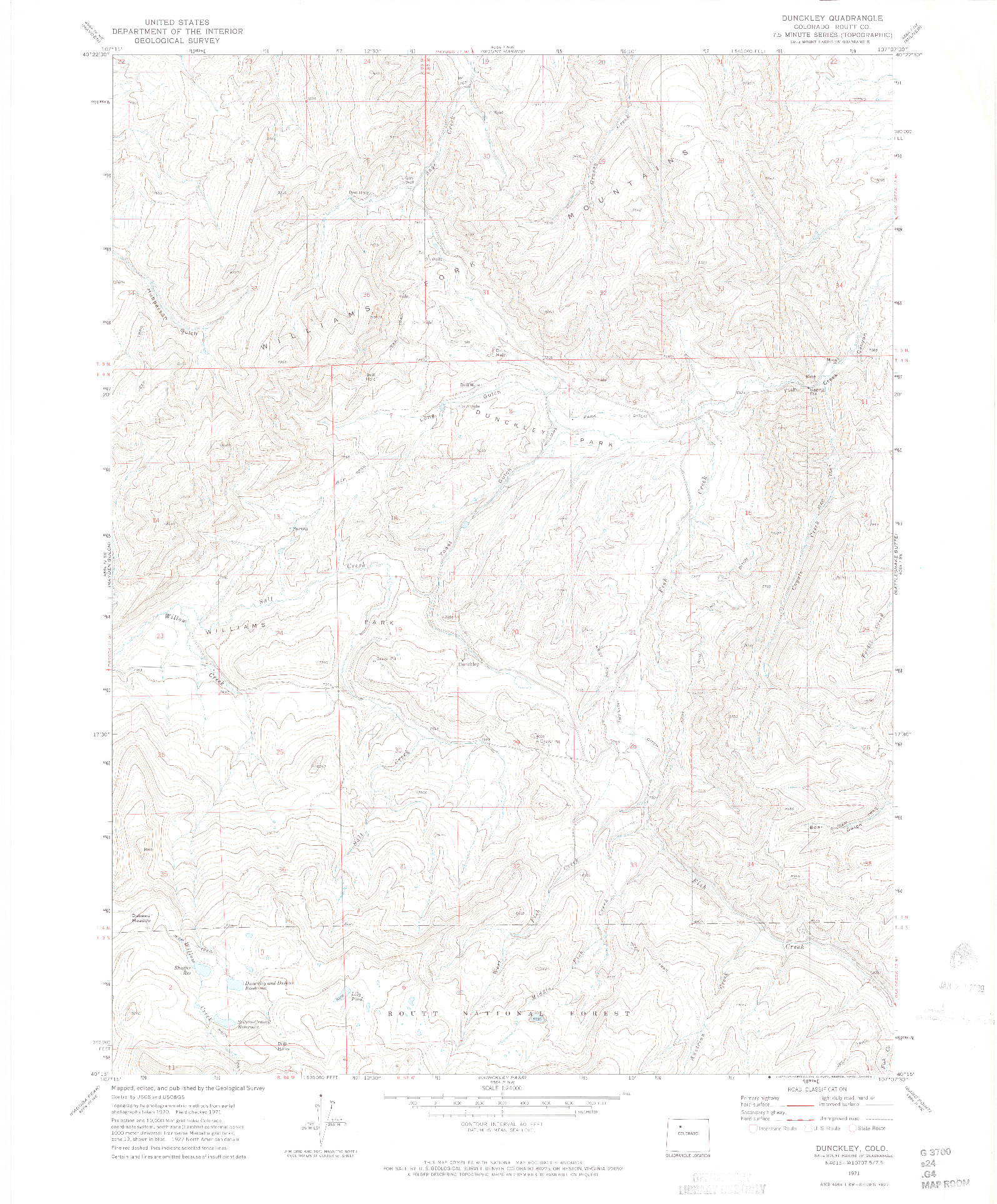 USGS 1:24000-SCALE QUADRANGLE FOR DUNCKLEY, CO 1971