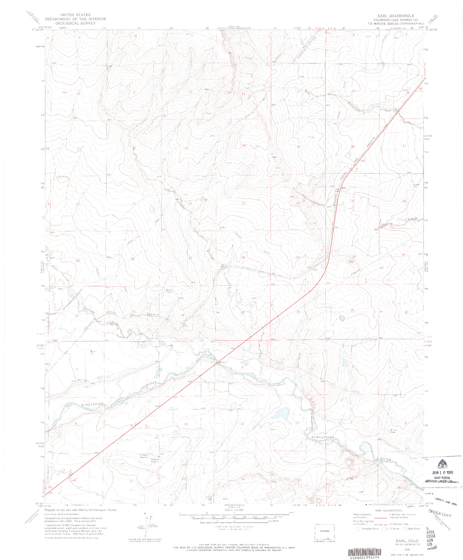 USGS 1:24000-SCALE QUADRANGLE FOR EARL, CO 1970