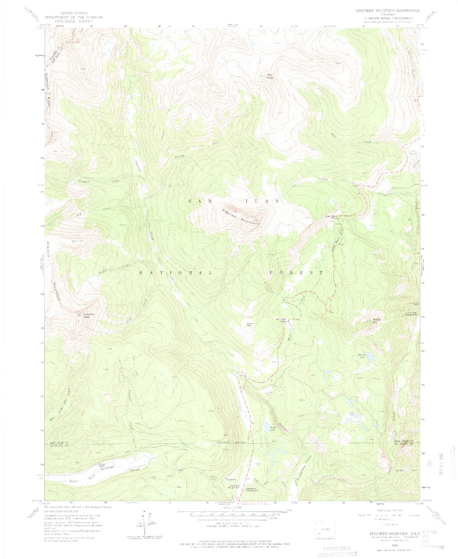 USGS 1:24000-SCALE QUADRANGLE FOR ENGINEER MOUNTAIN, CO 1960