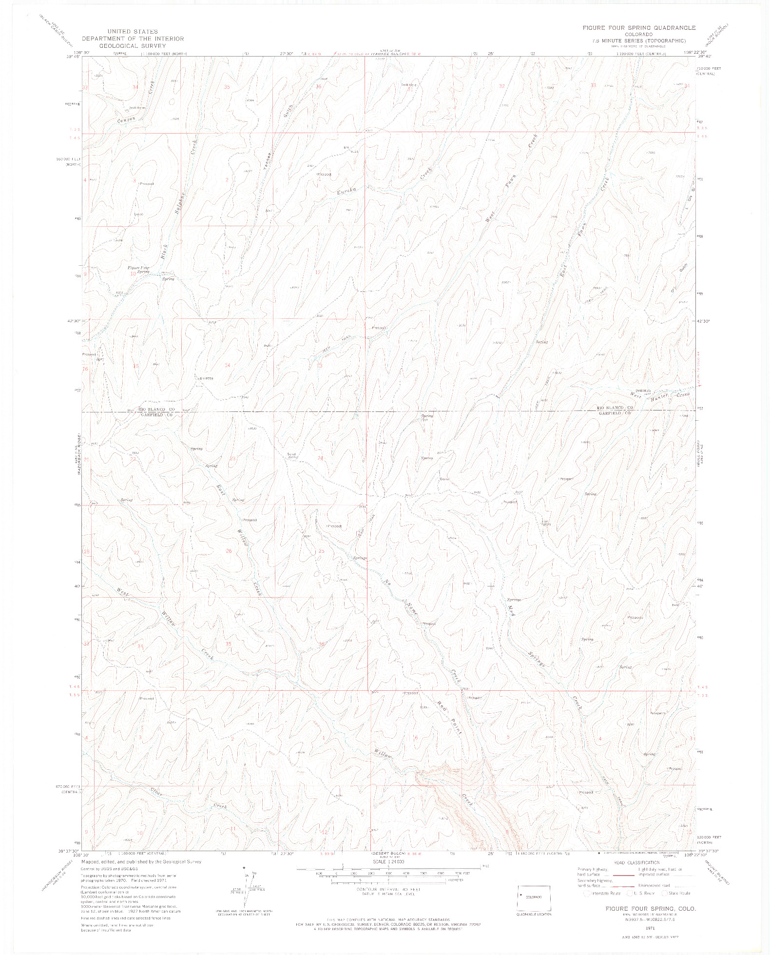 USGS 1:24000-SCALE QUADRANGLE FOR FIGURE FOUR SPRING, CO 1971