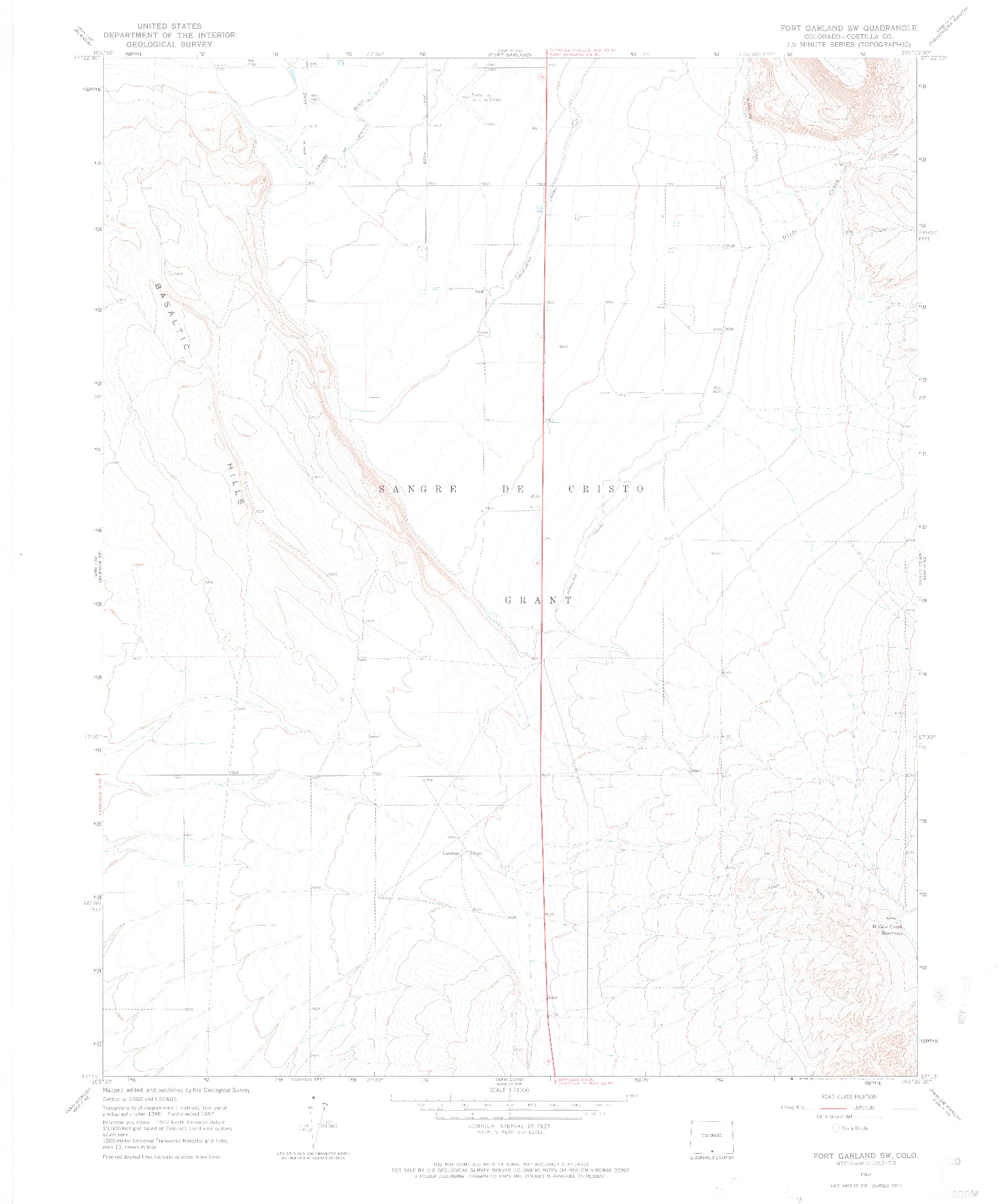 USGS 1:24000-SCALE QUADRANGLE FOR FORT GARLAND SW, CO 1967