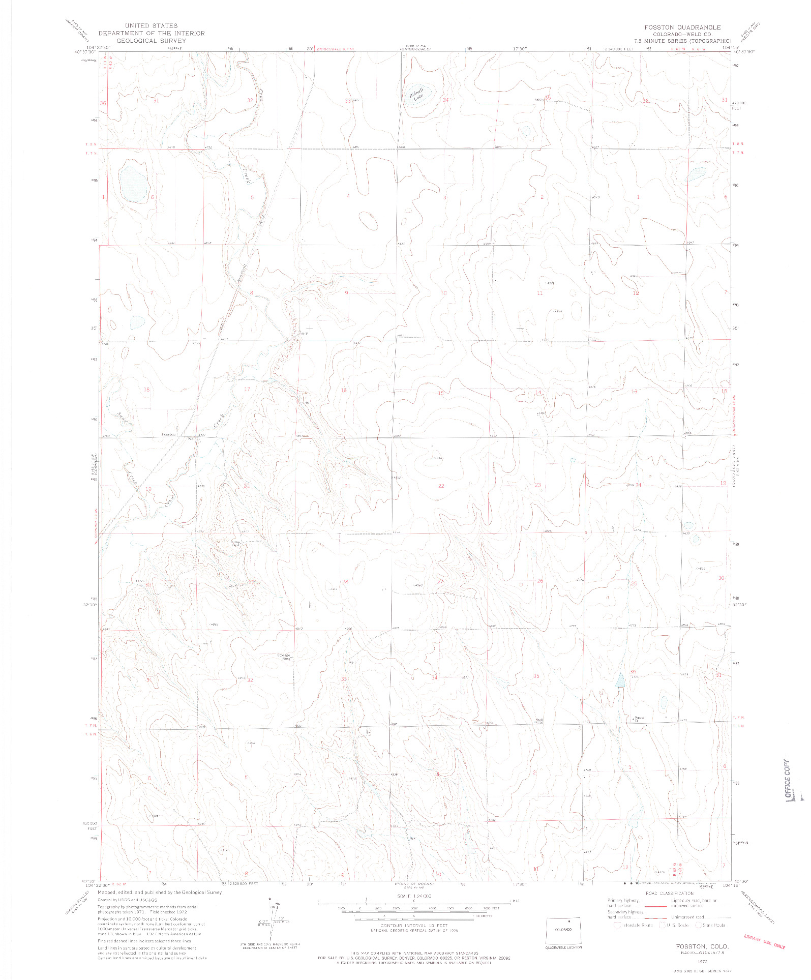 USGS 1:24000-SCALE QUADRANGLE FOR FOSSTON, CO 1972