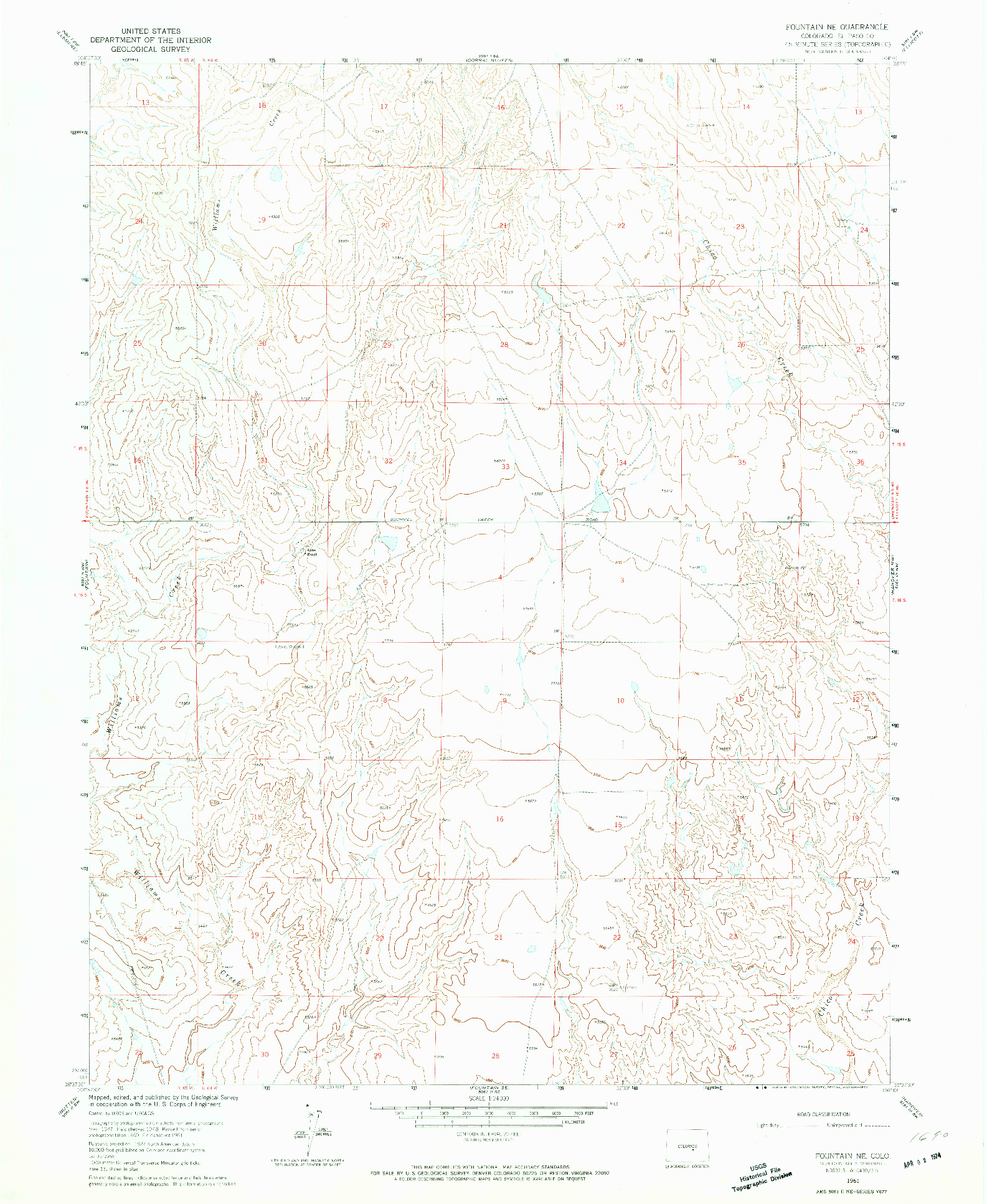 USGS 1:24000-SCALE QUADRANGLE FOR FOUNTAIN NE, CO 1961