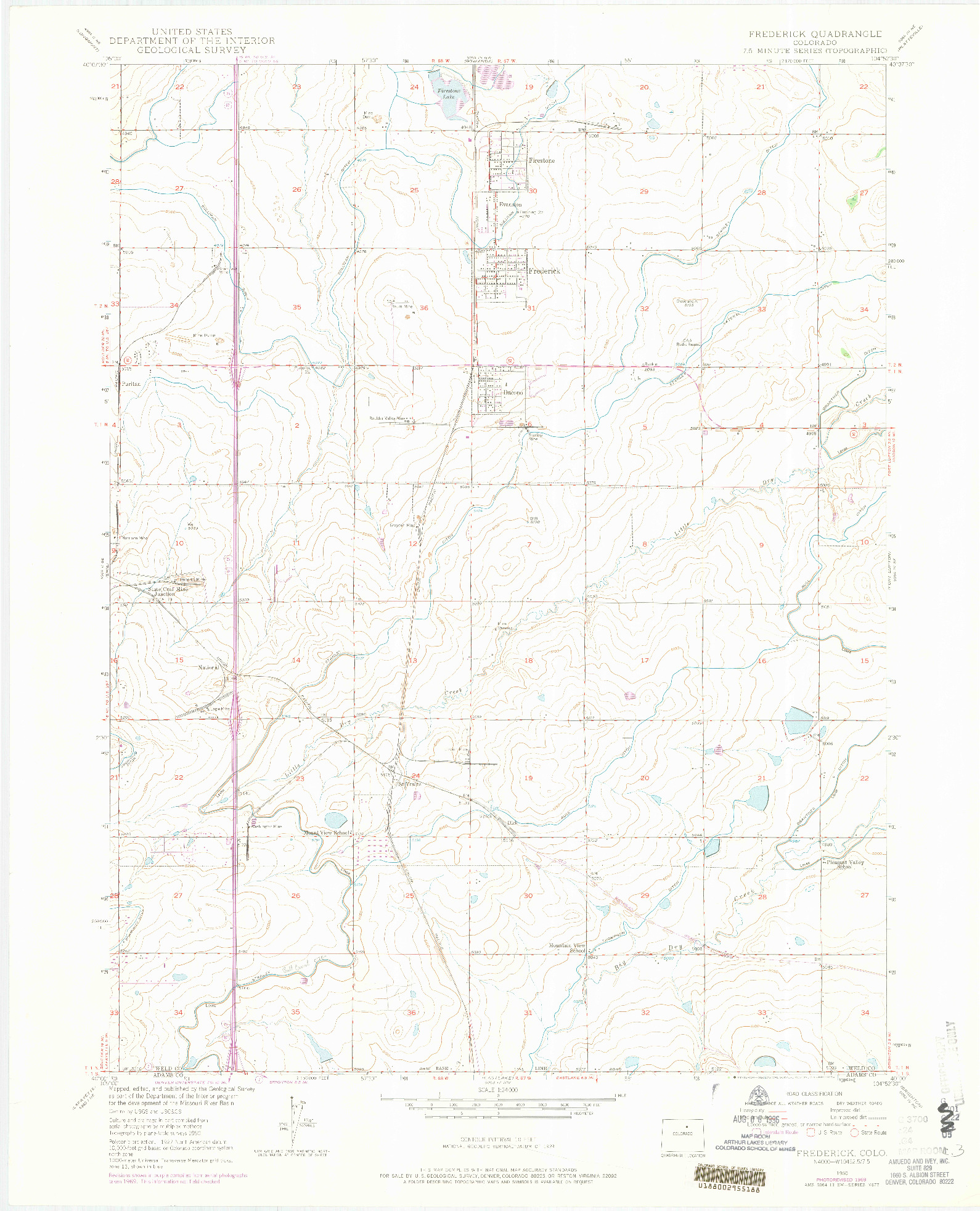 USGS 1:24000-SCALE QUADRANGLE FOR FREDERICK, CO 1950