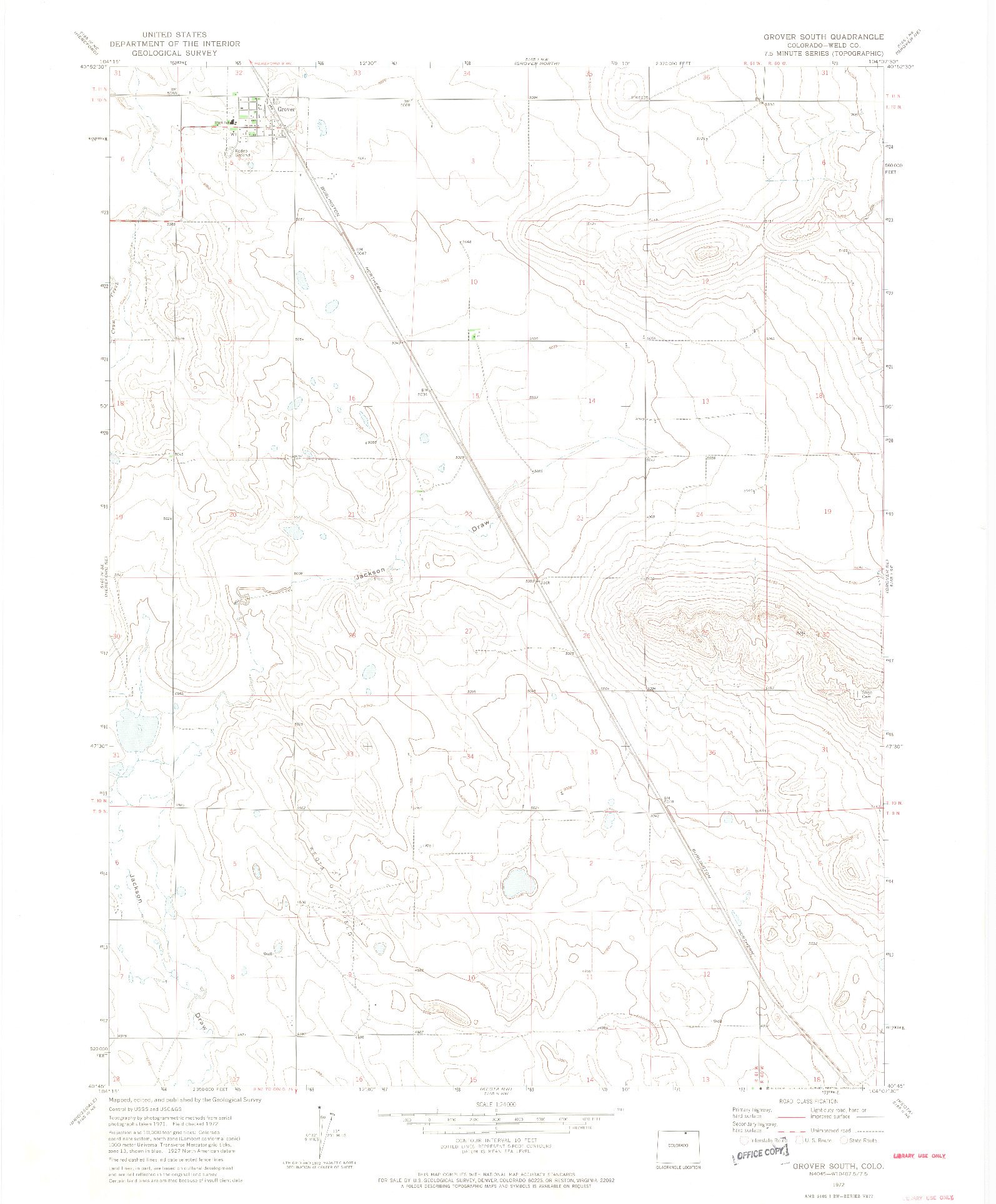 USGS 1:24000-SCALE QUADRANGLE FOR GROVER SOUTH, CO 1972