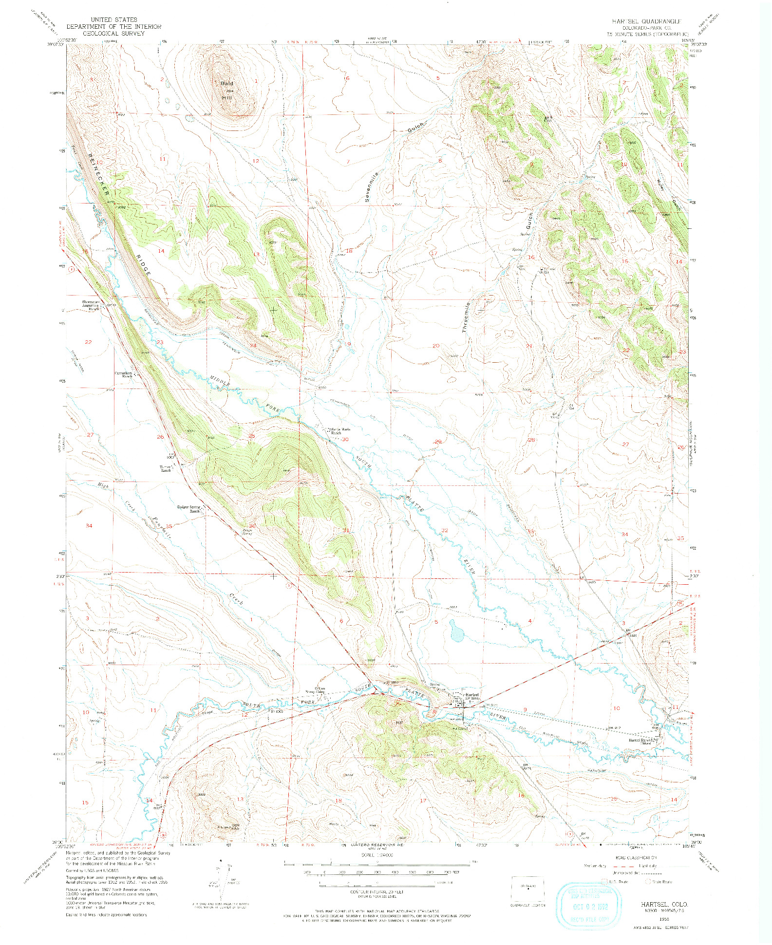 USGS 1:24000-SCALE QUADRANGLE FOR HARTSEL, CO 1956