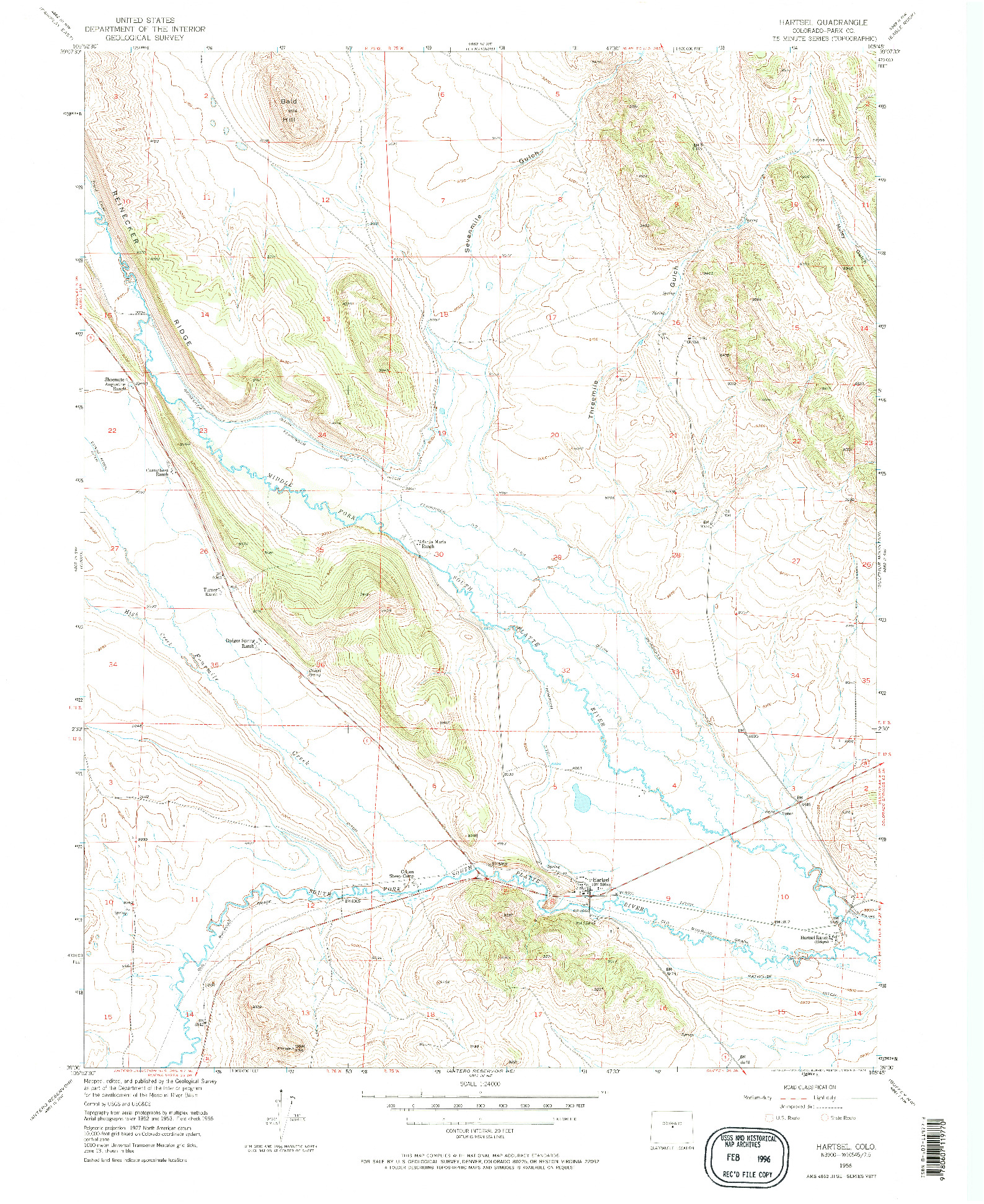 USGS 1:24000-SCALE QUADRANGLE FOR HARTSEL, CO 1956