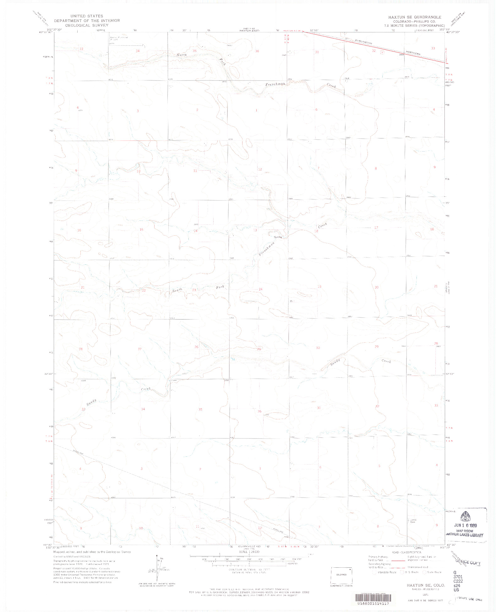 USGS 1:24000-SCALE QUADRANGLE FOR HAXTUN SE, CO 1971