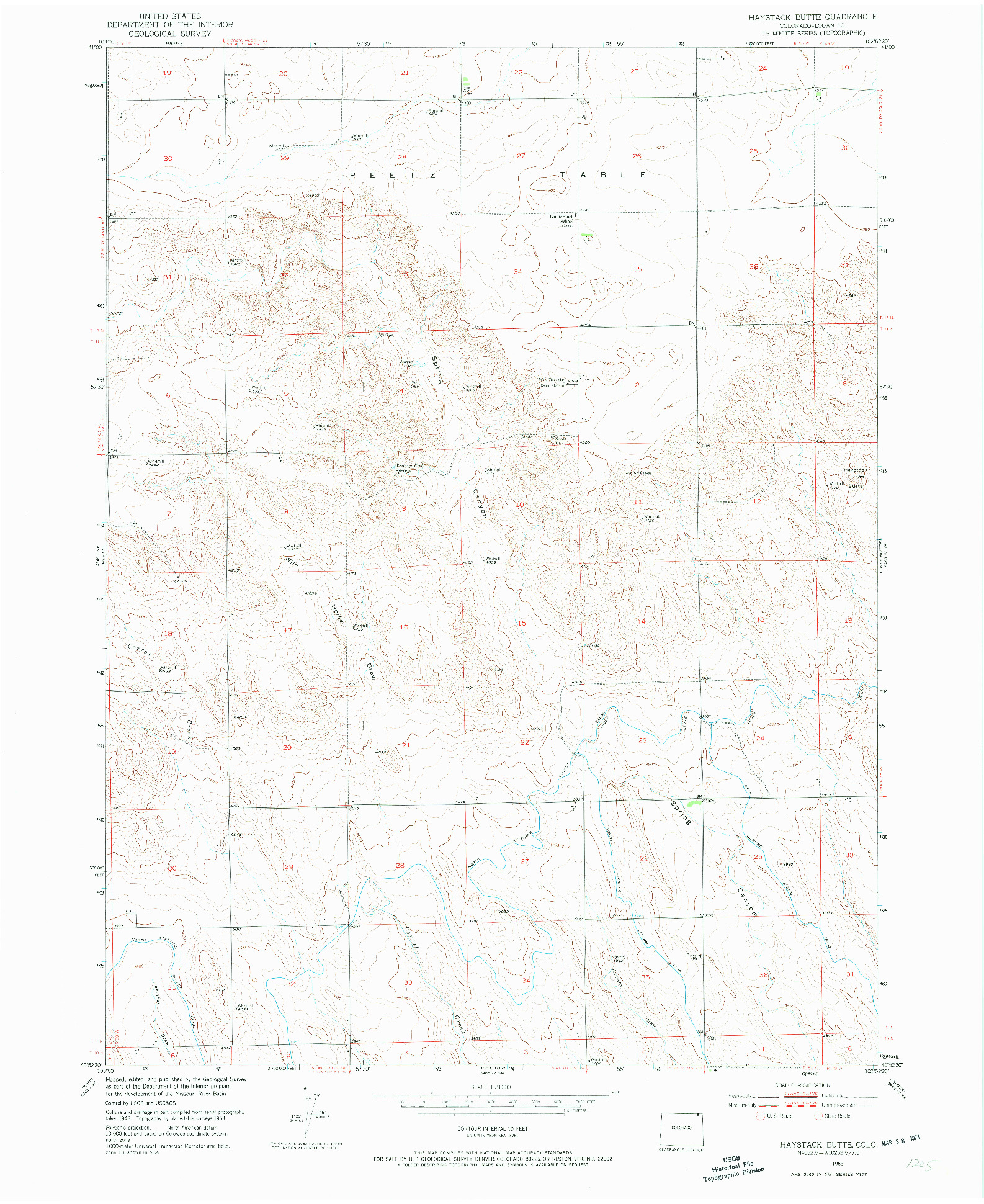 USGS 1:24000-SCALE QUADRANGLE FOR HAYSTACK BUTTE, CO 1953