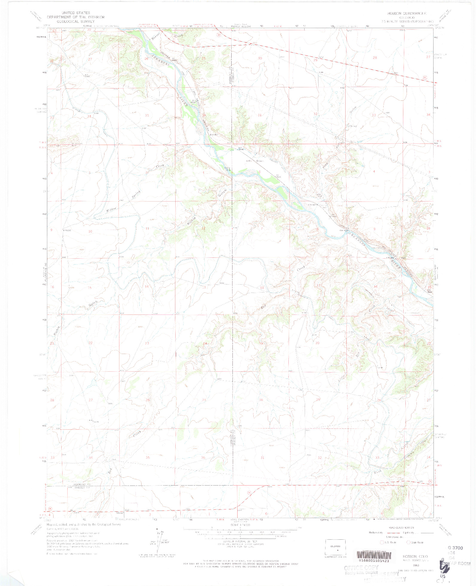 USGS 1:24000-SCALE QUADRANGLE FOR HOBSON, CO 1963