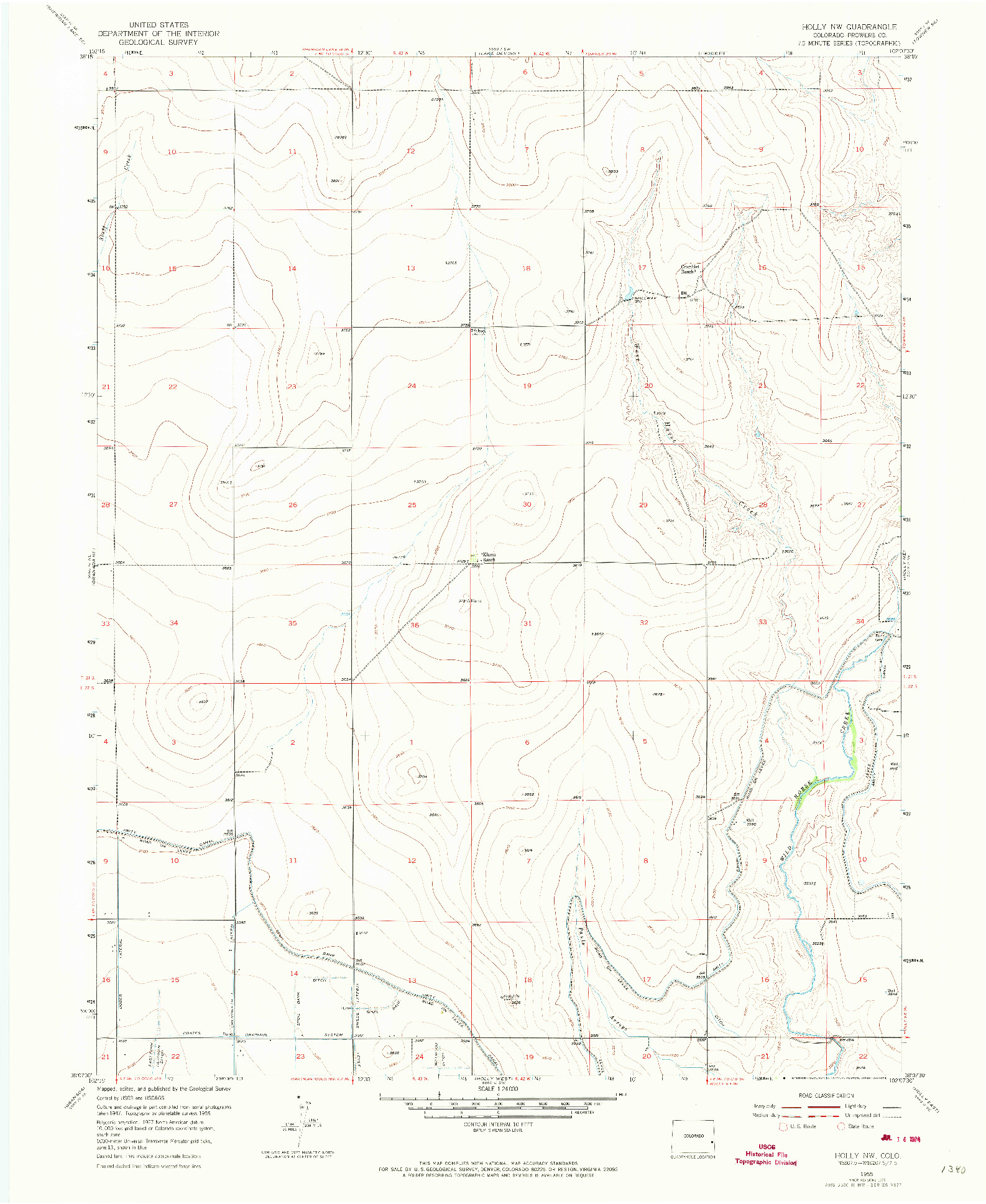 USGS 1:24000-SCALE QUADRANGLE FOR HOLLY NW, CO 1955