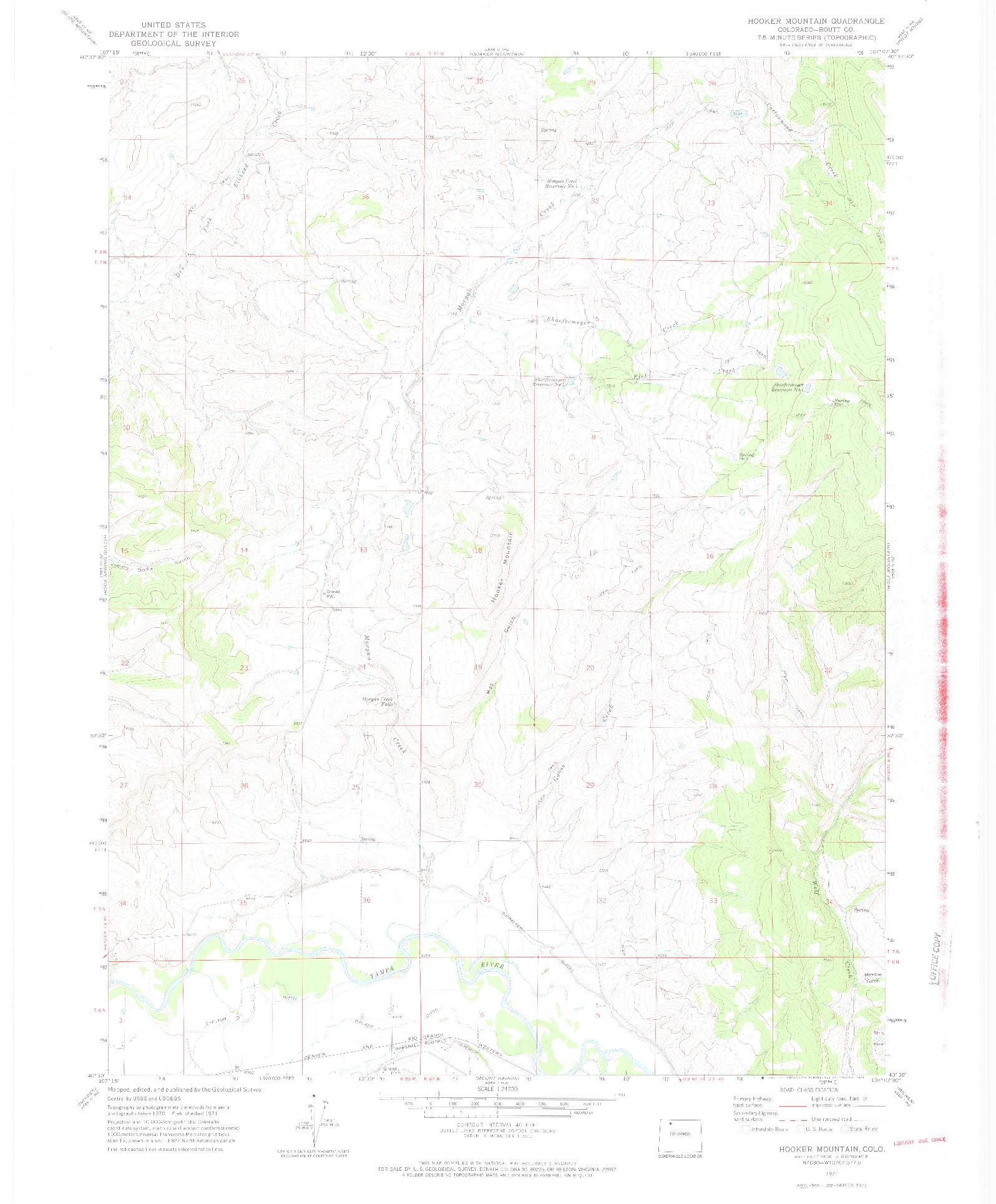 USGS 1:24000-SCALE QUADRANGLE FOR HOOKER MOUNTAIN, CO 1971