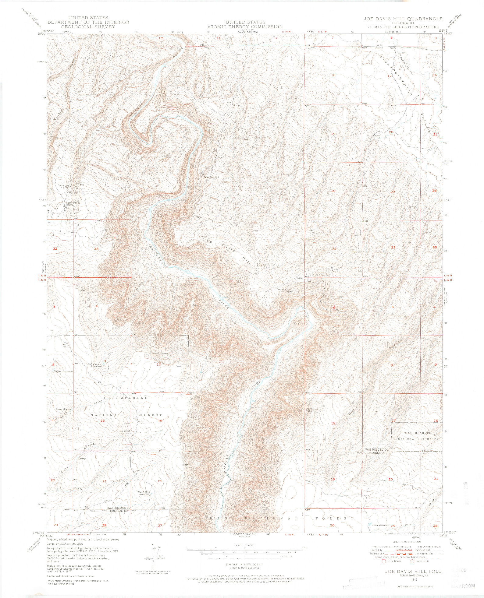 USGS 1:24000-SCALE QUADRANGLE FOR JOE DAVIS HILL, CO 1949