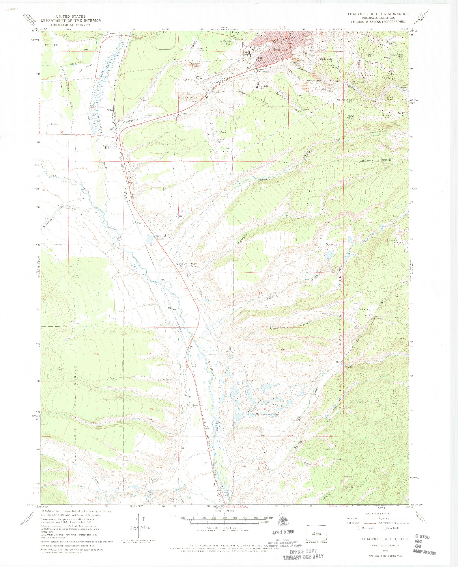 USGS 1:24000-SCALE QUADRANGLE FOR LEADVILLE SOUTH, CO 1969