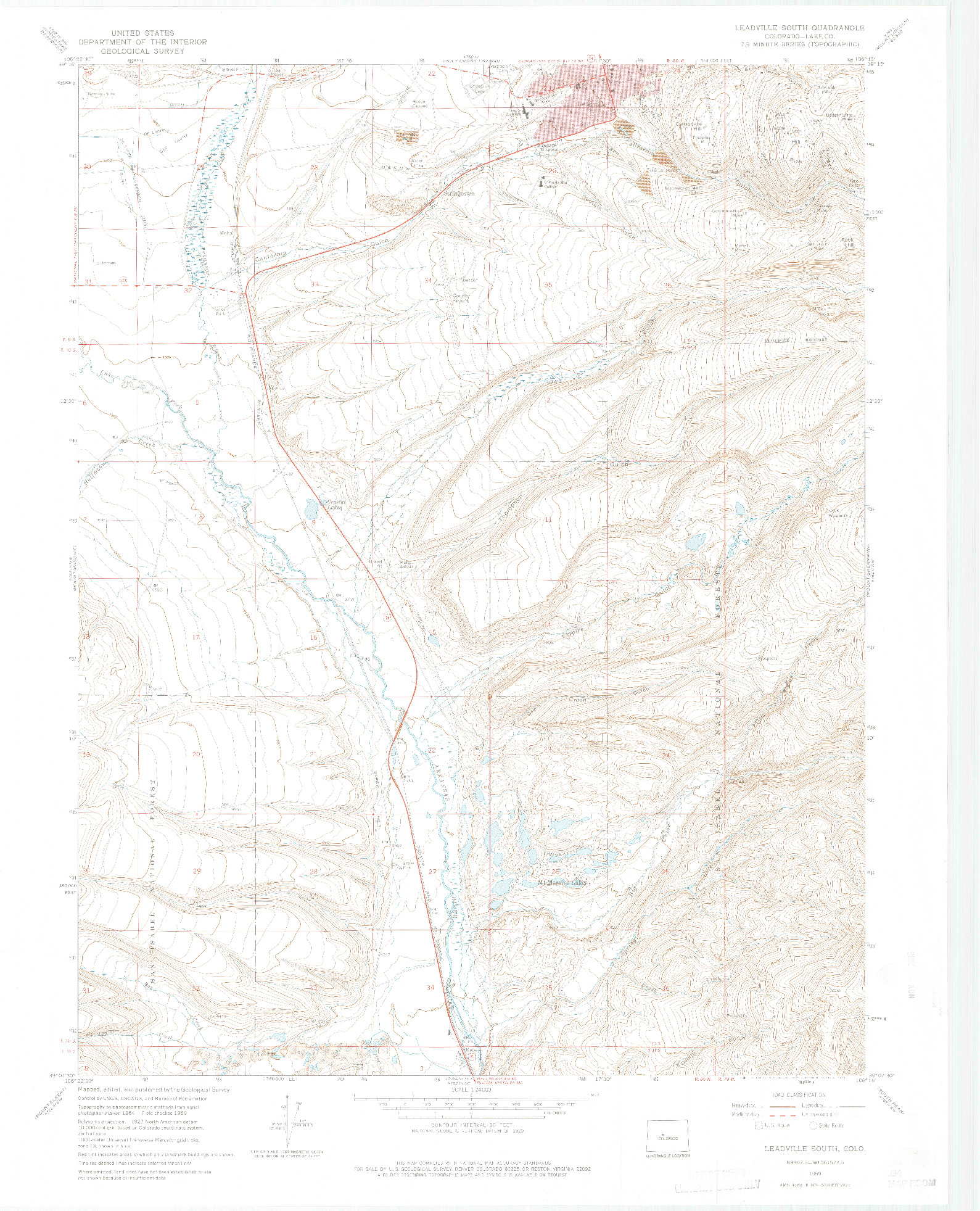 USGS 1:24000-SCALE QUADRANGLE FOR LEADVILLE SOUTH, CO 1969