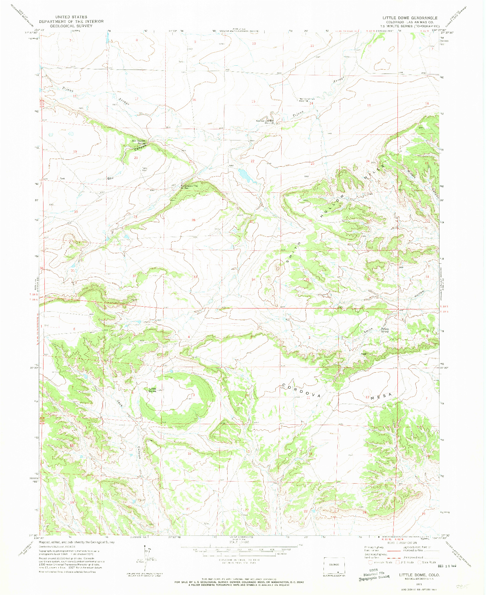 USGS 1:24000-SCALE QUADRANGLE FOR LITTLE DOME, CO 1971