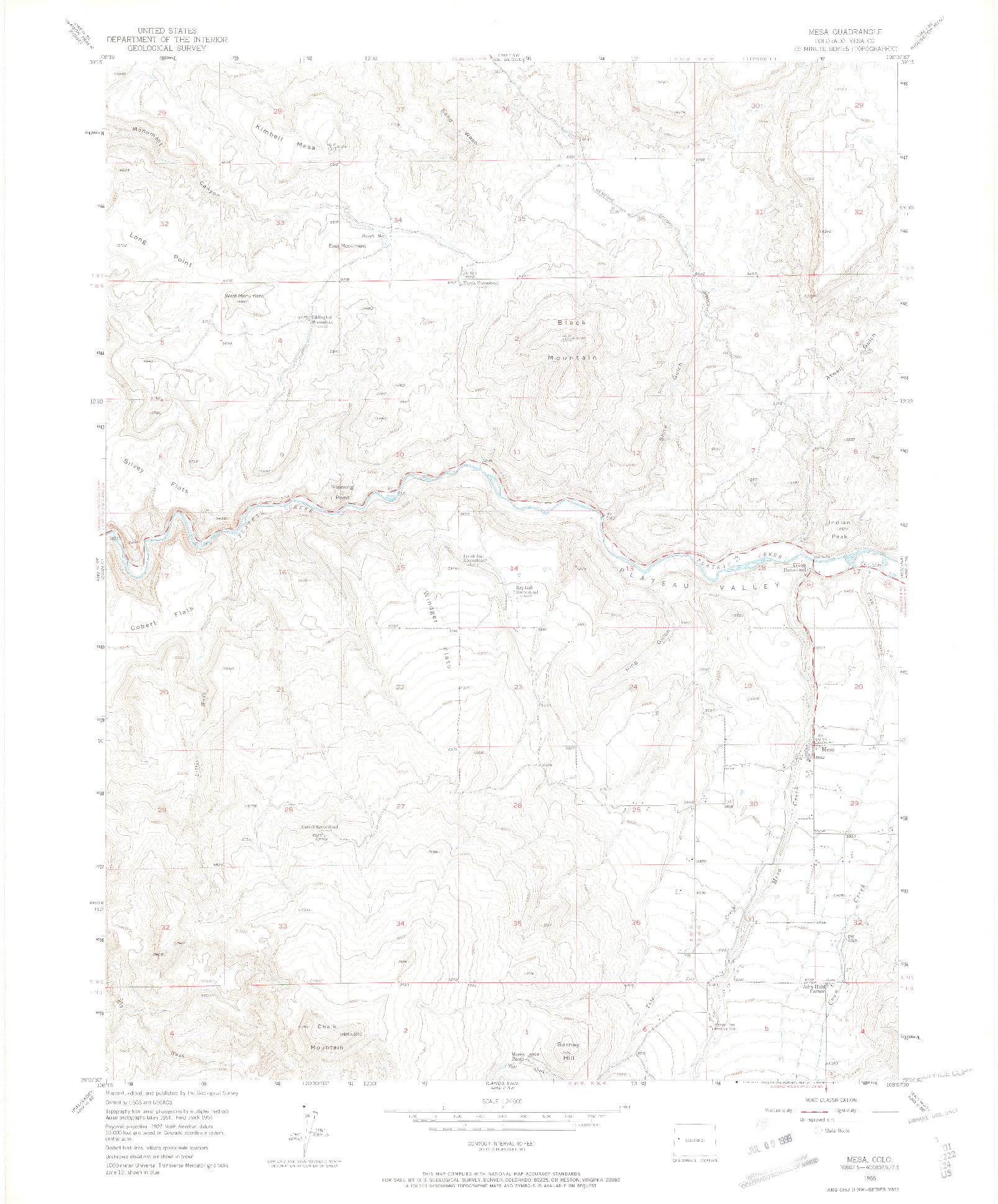 USGS 1:24000-SCALE QUADRANGLE FOR MESA, CO 1955