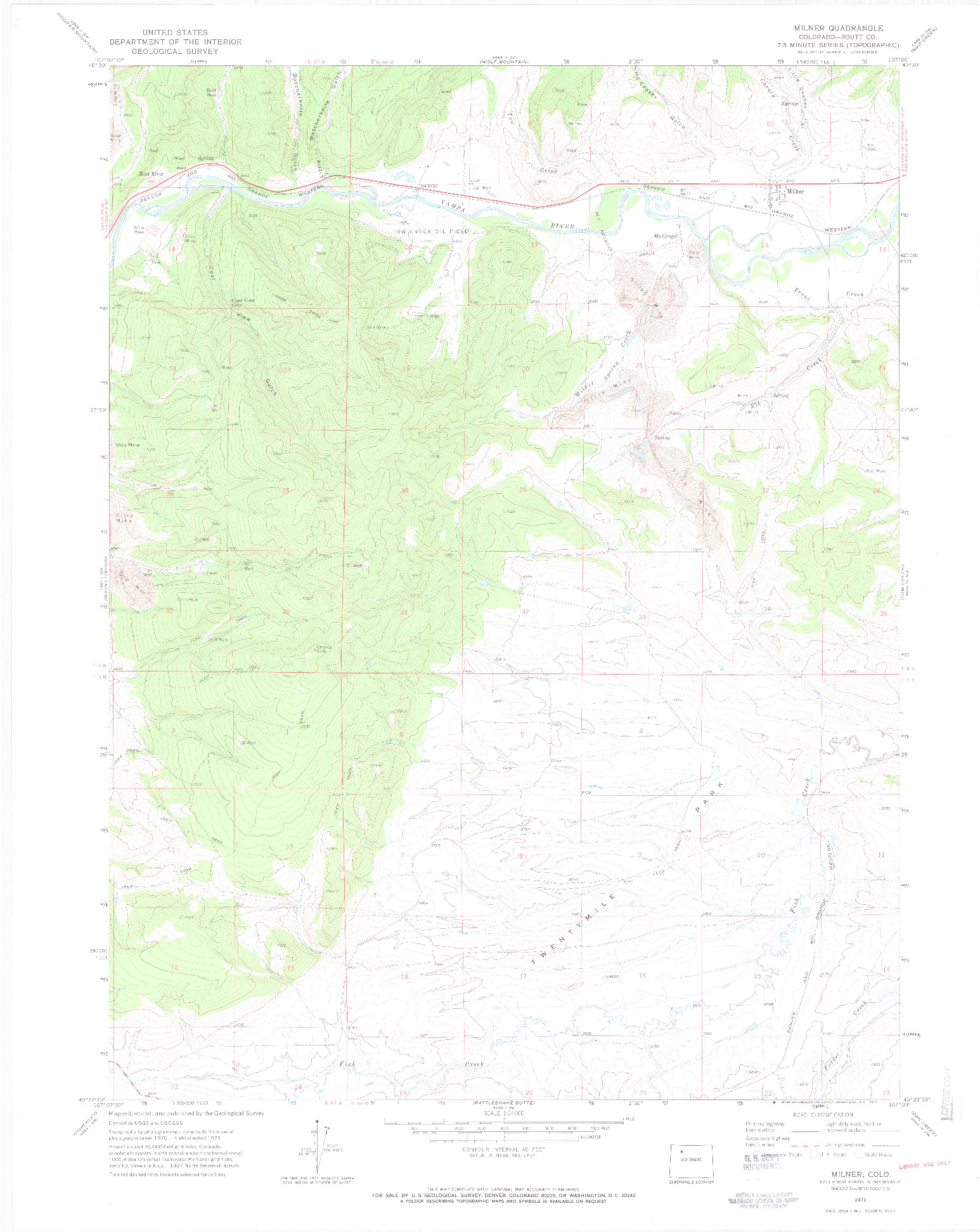 USGS 1:24000-SCALE QUADRANGLE FOR MILNER, CO 1971