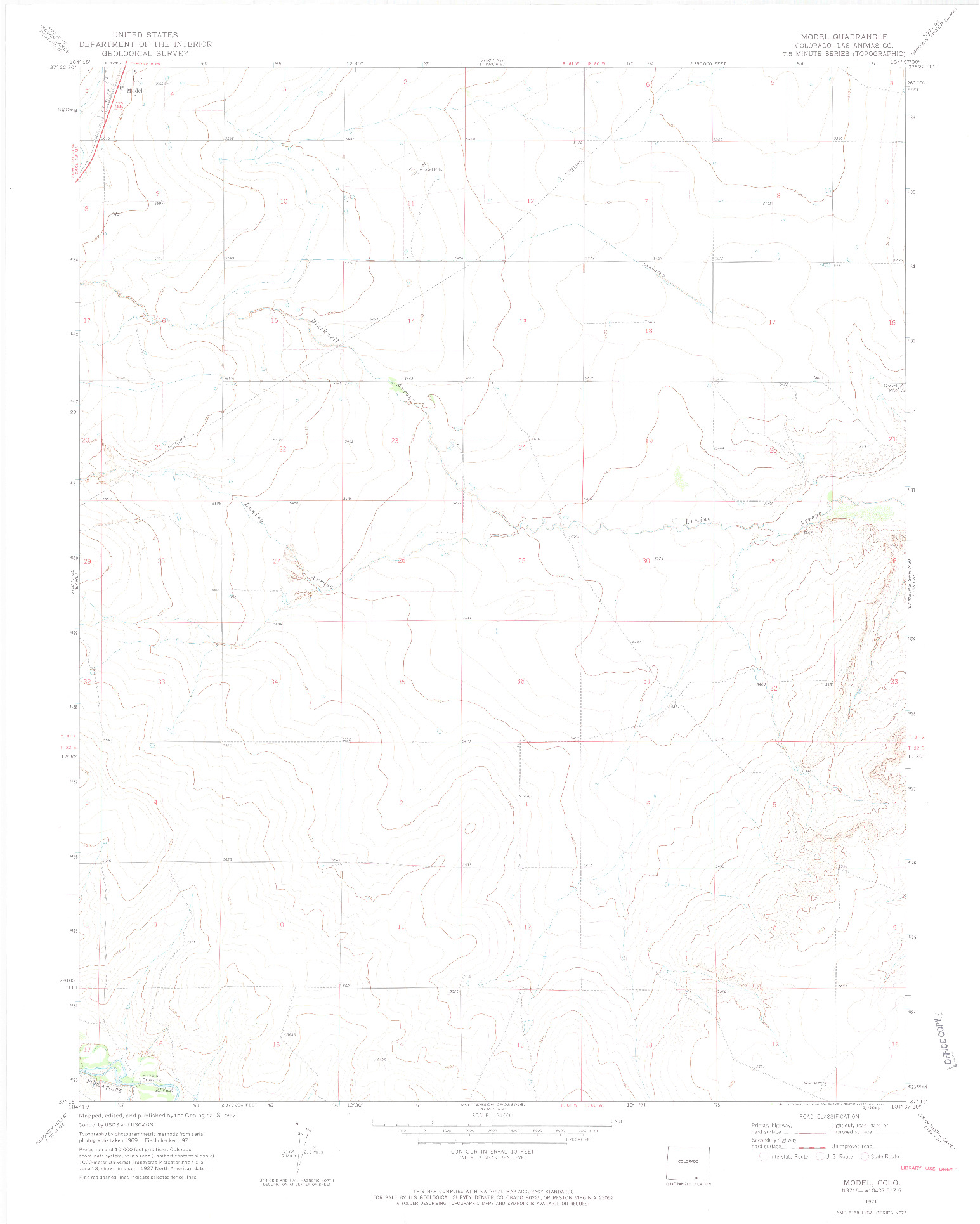 USGS 1:24000-SCALE QUADRANGLE FOR MODEL, CO 1971