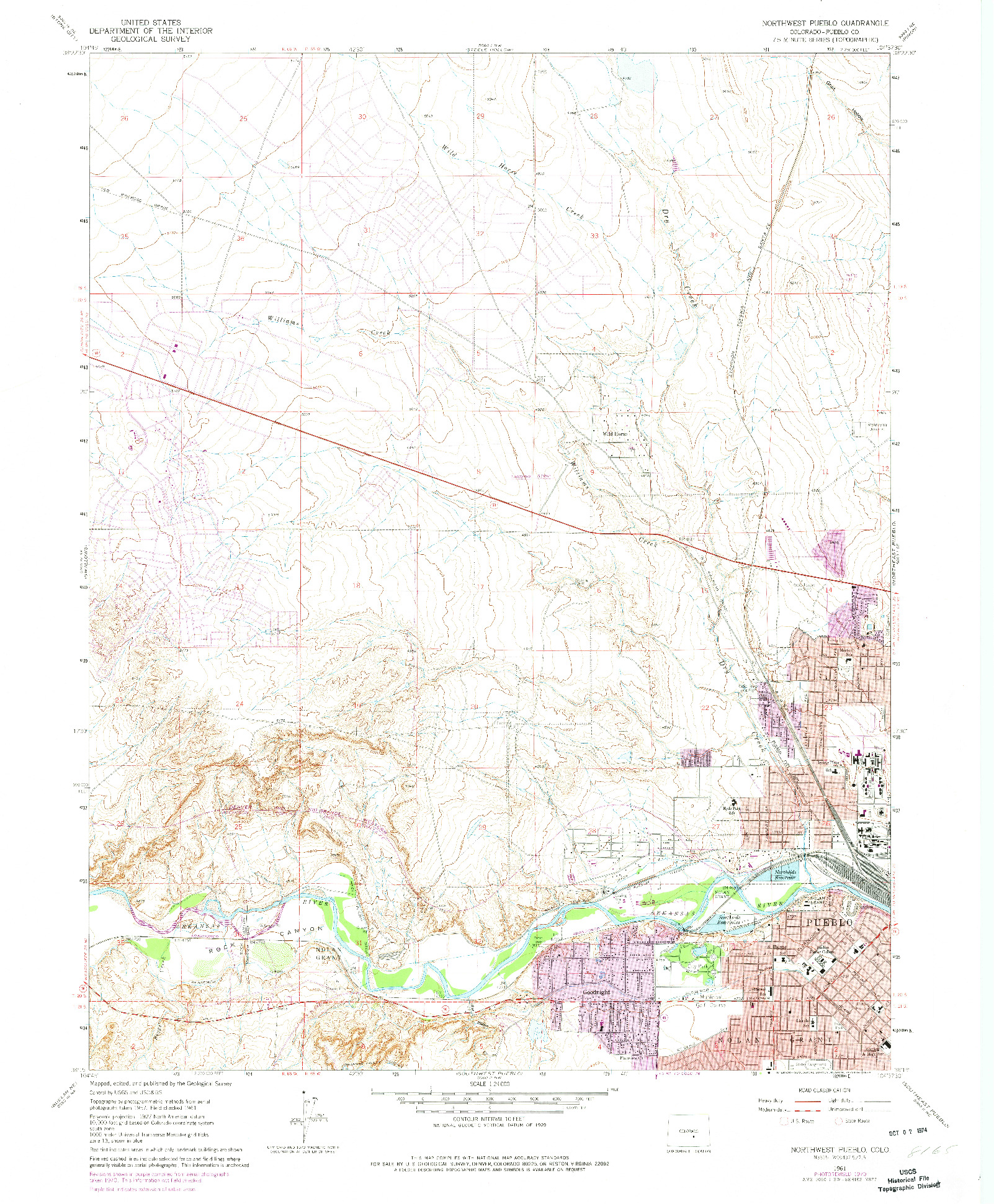 USGS 1:24000-SCALE QUADRANGLE FOR NORTHWEST PUEBLO, CO 1961