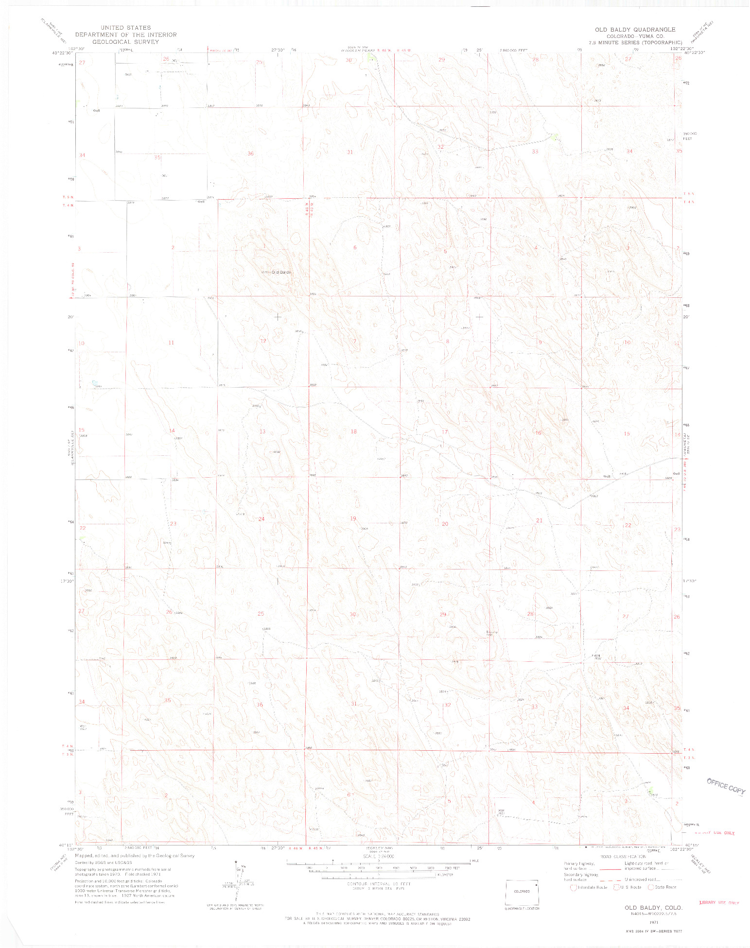 USGS 1:24000-SCALE QUADRANGLE FOR OLD BALDY, CO 1971