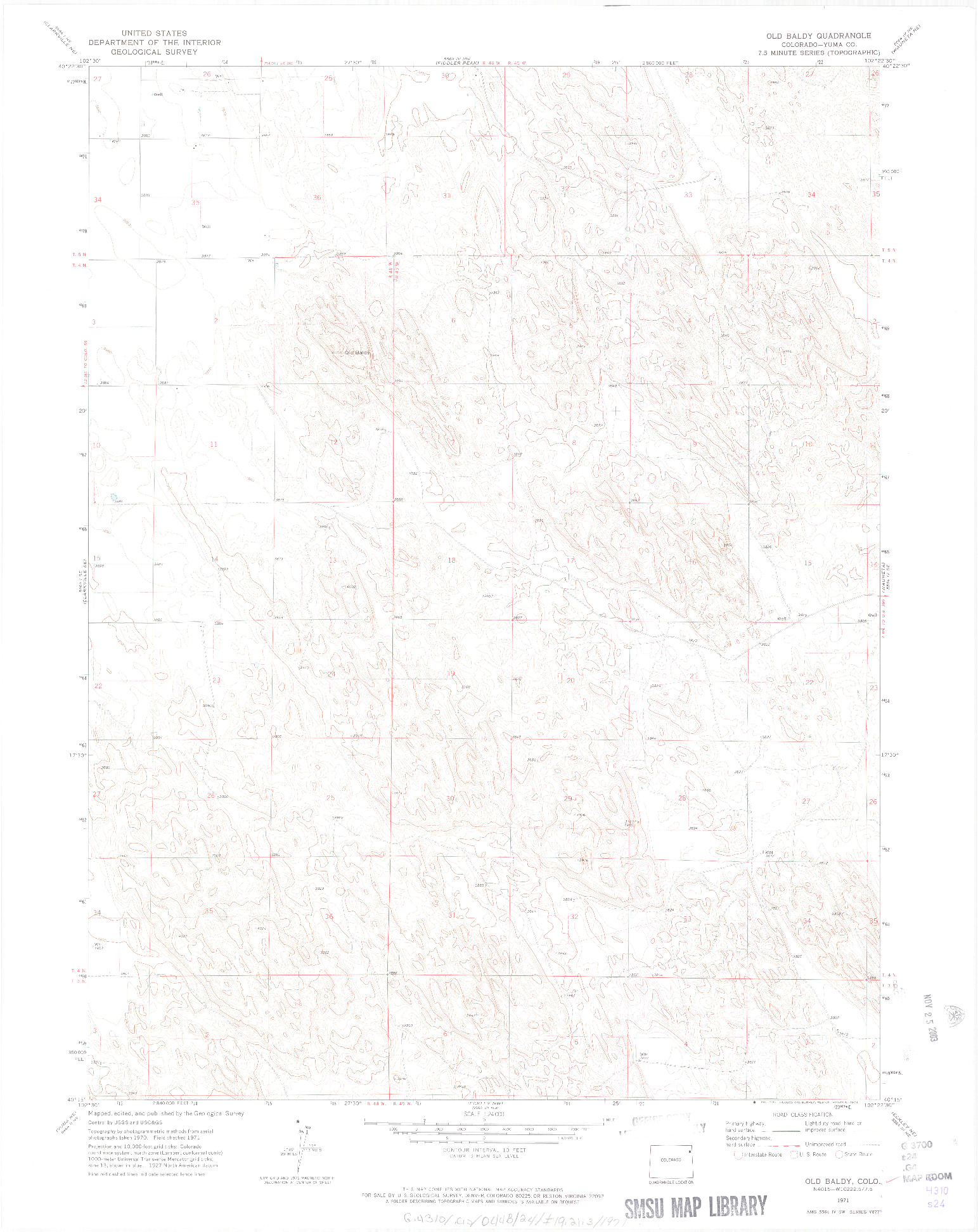 USGS 1:24000-SCALE QUADRANGLE FOR OLD BALDY, CO 1971