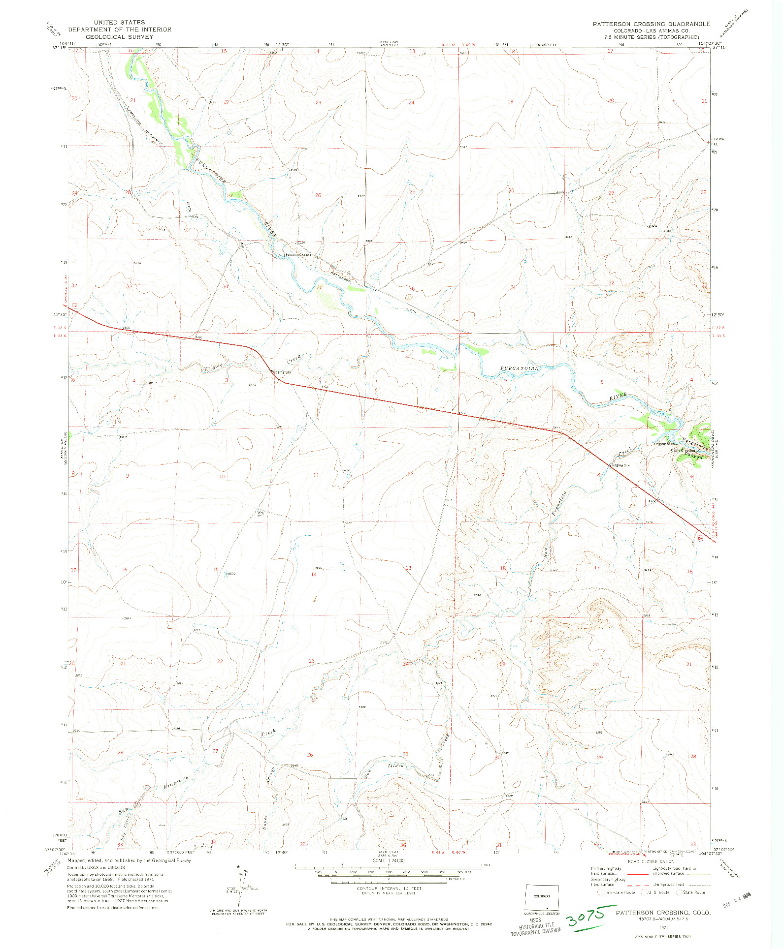 USGS 1:24000-SCALE QUADRANGLE FOR PATTERSON CROSSING, CO 1971