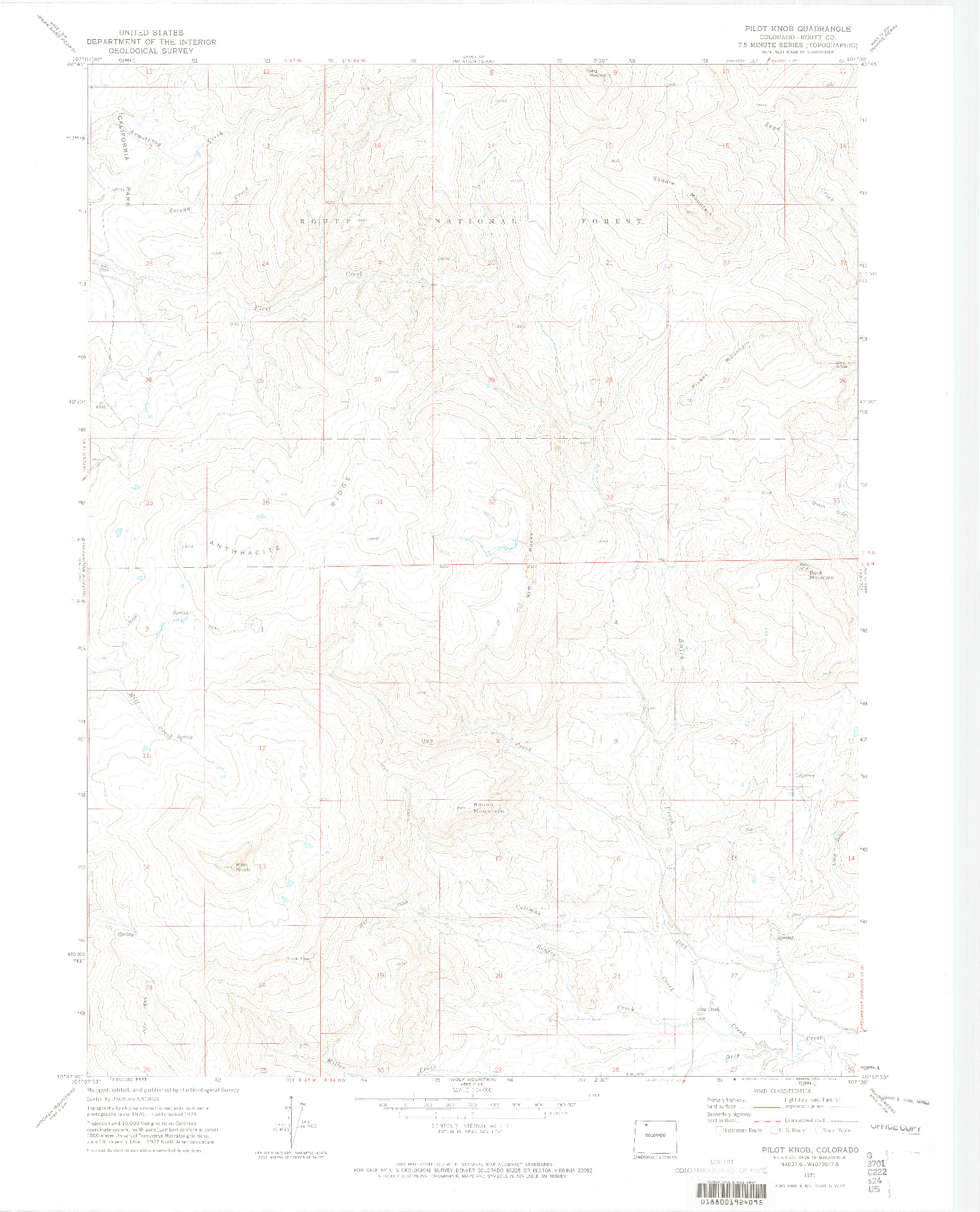 USGS 1:24000-SCALE QUADRANGLE FOR PILOT KNOB, CO 1971