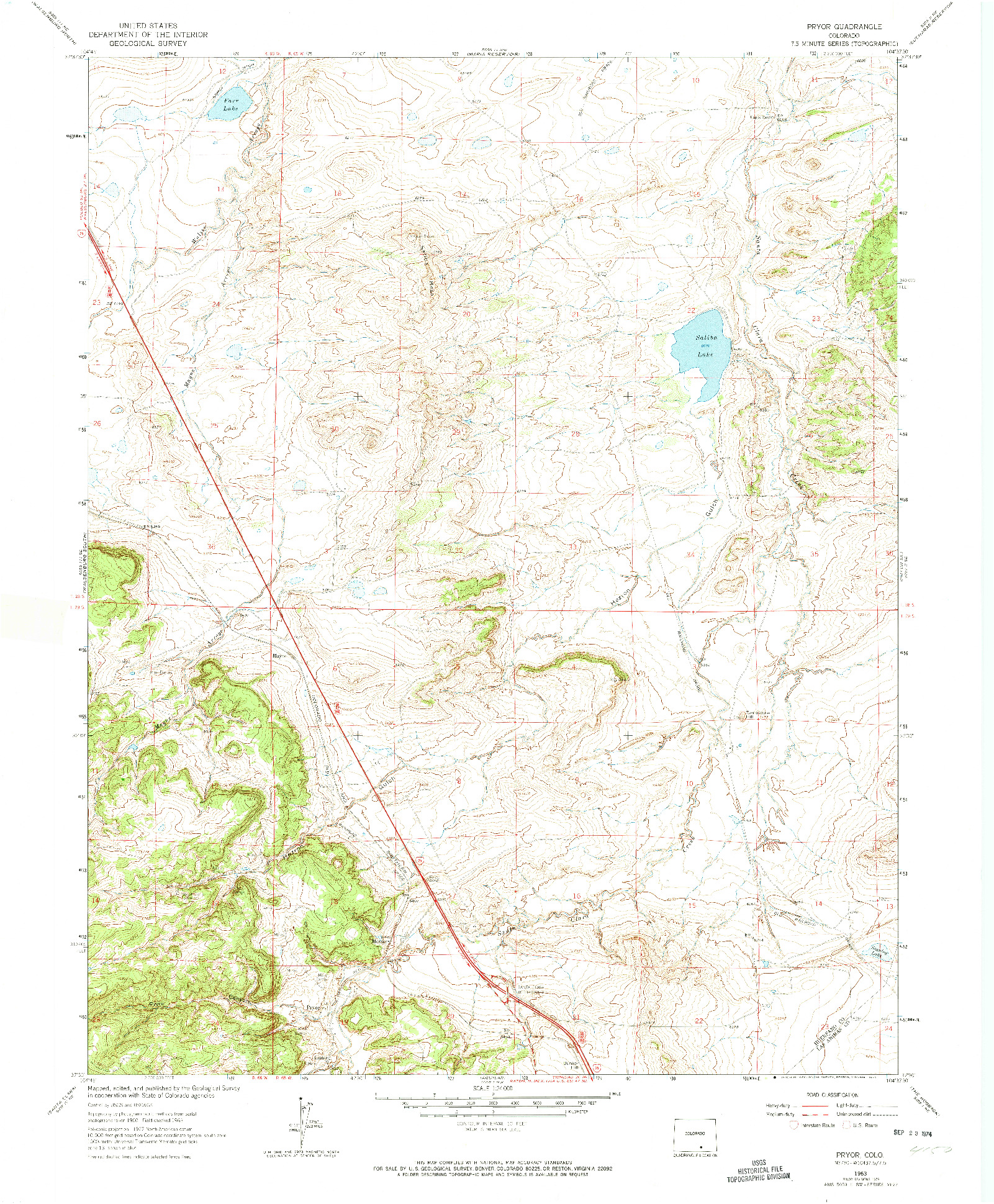 USGS 1:24000-SCALE QUADRANGLE FOR PRYOR, CO 1963