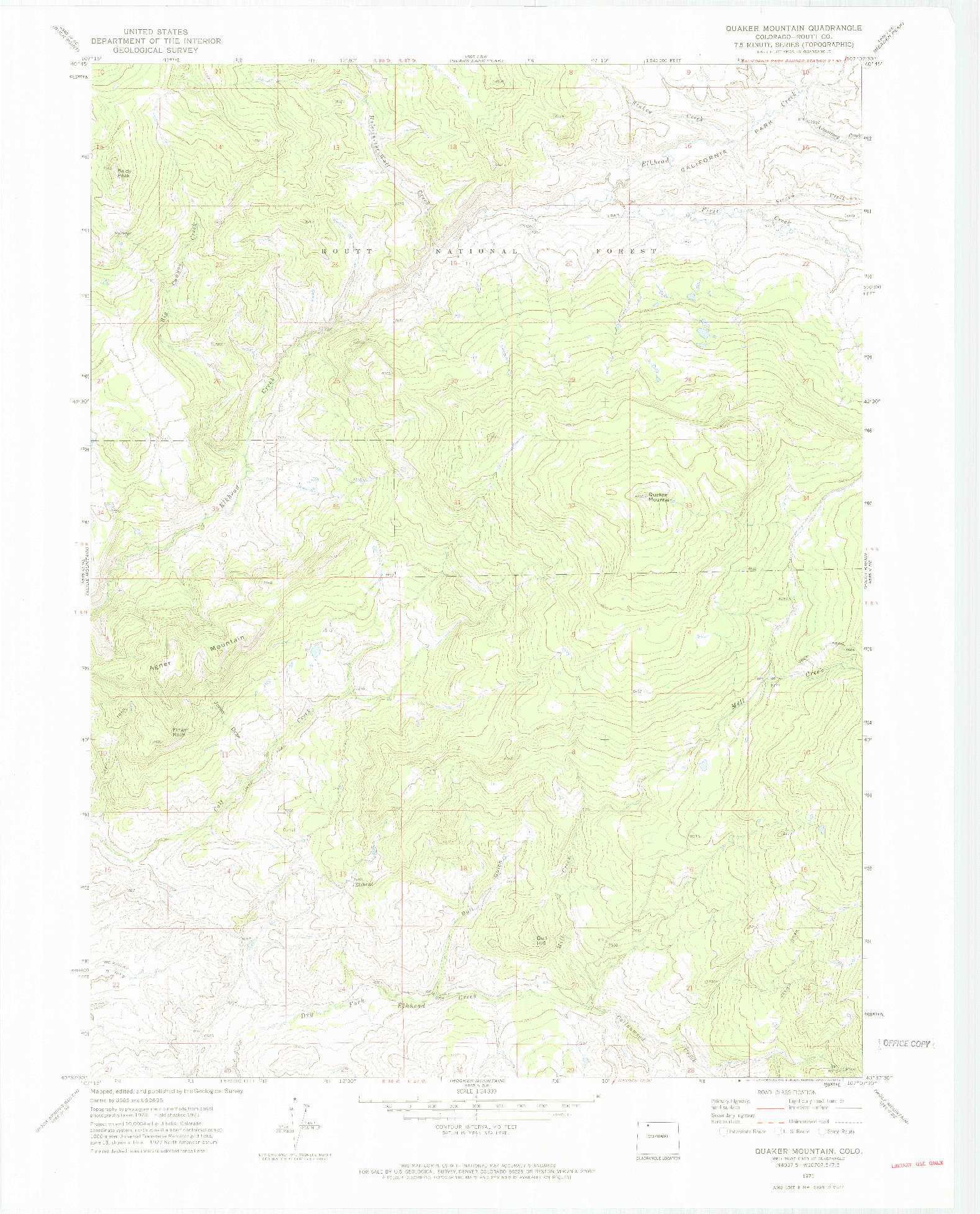 USGS 1:24000-SCALE QUADRANGLE FOR QUAKER MOUNTAIN, CO 1971