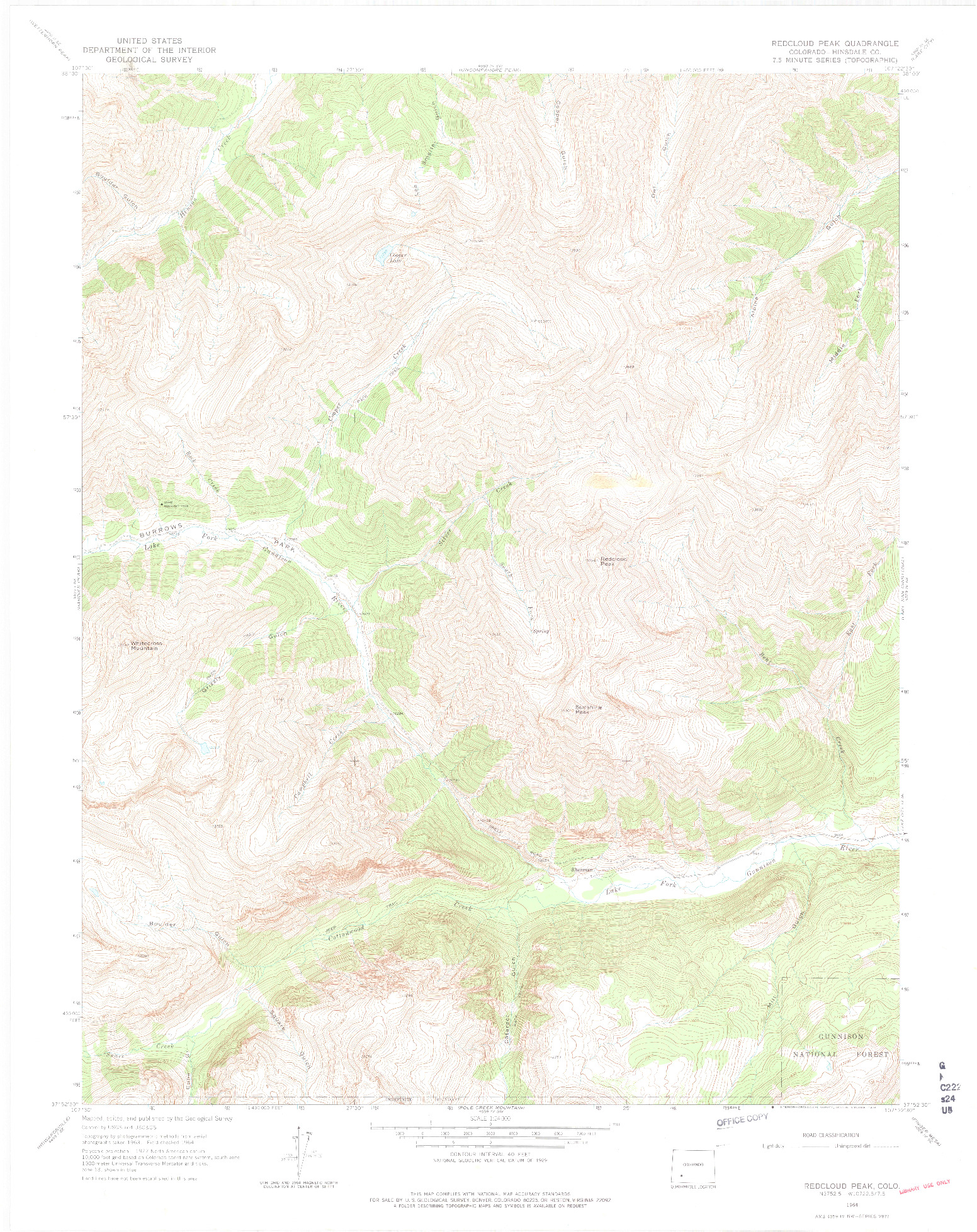 USGS 1:24000-SCALE QUADRANGLE FOR REDCLOUD PEAK, CO 1964