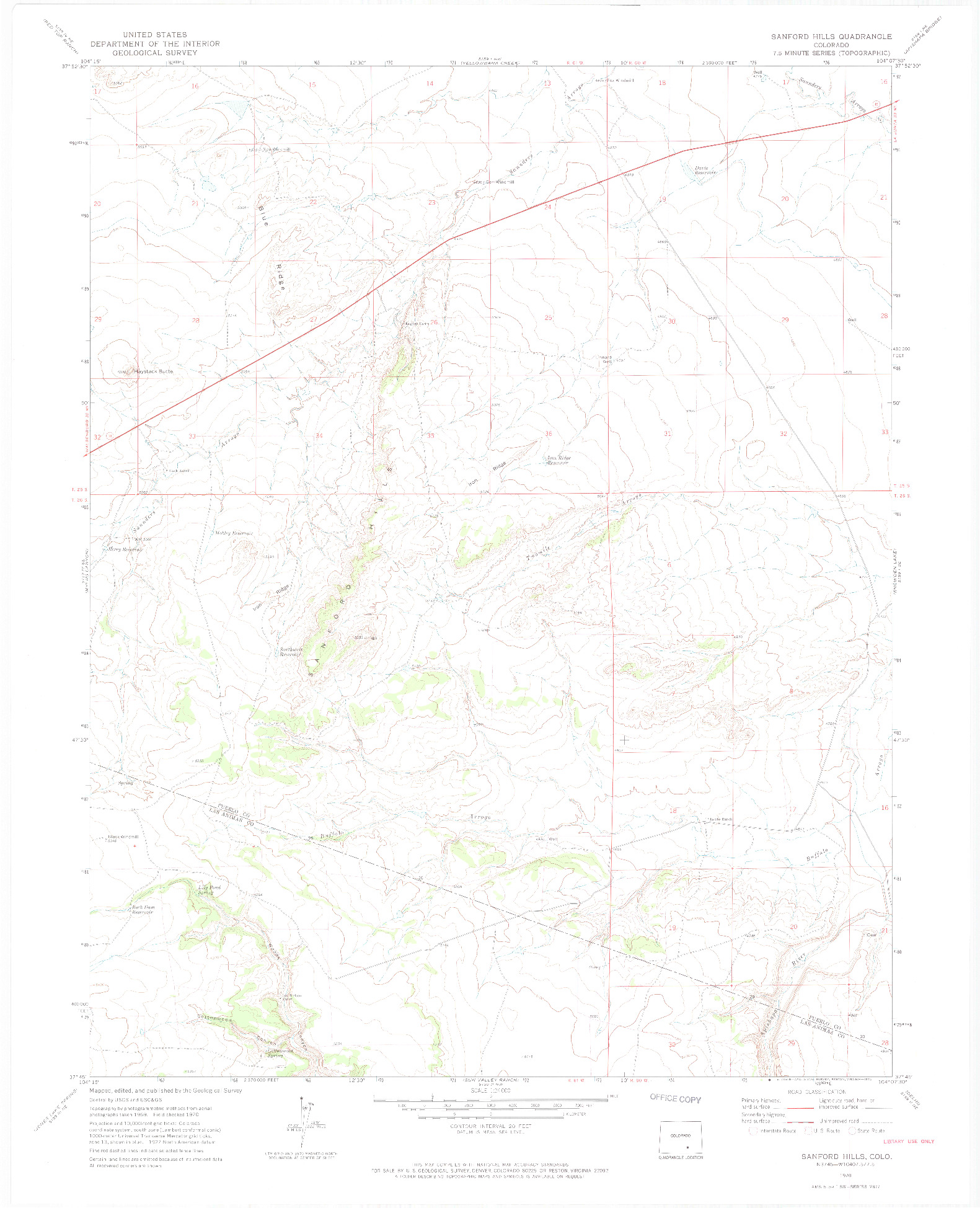 USGS 1:24000-SCALE QUADRANGLE FOR SANFORD HILLS, CO 1970