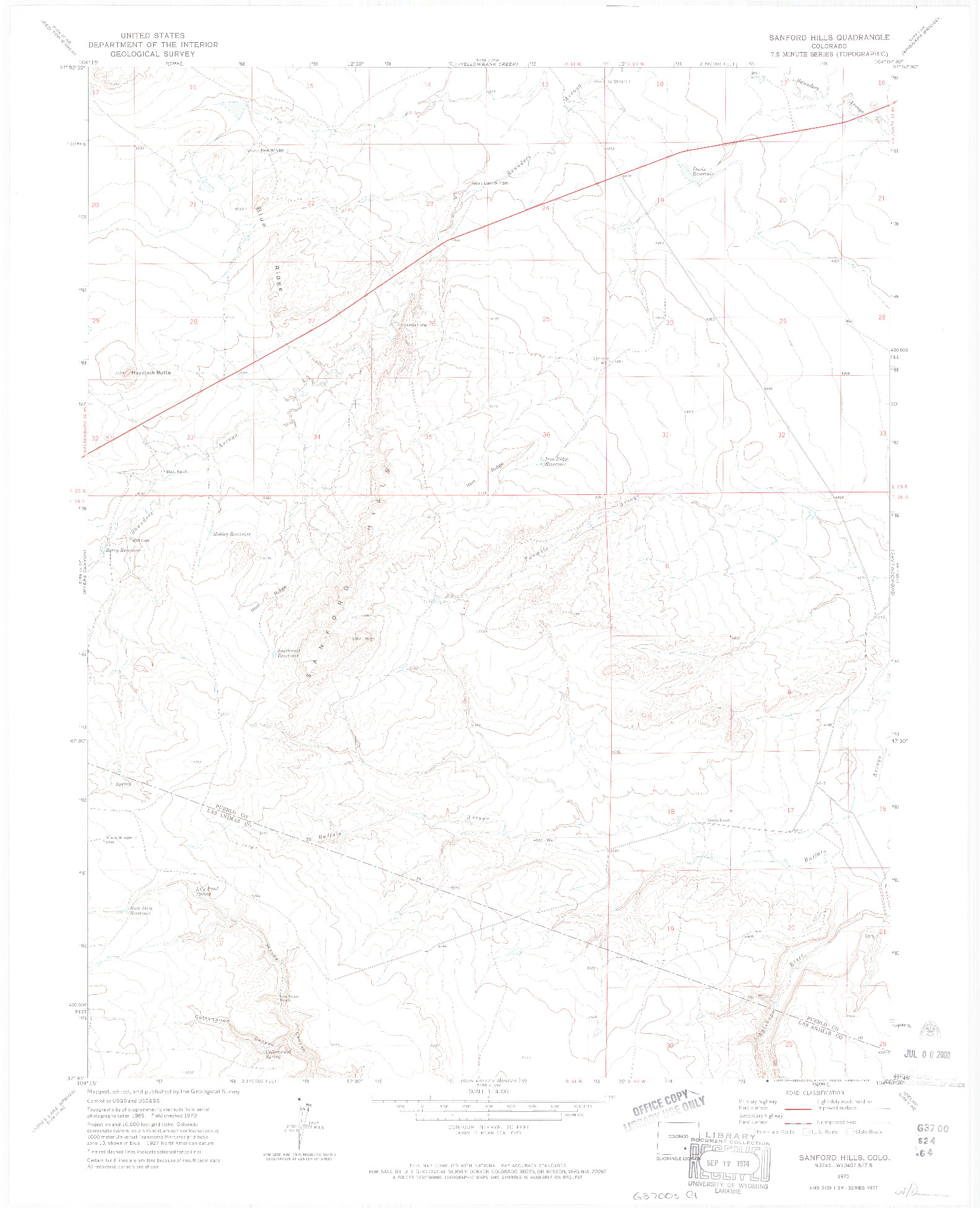 USGS 1:24000-SCALE QUADRANGLE FOR SANFORD HILLS, CO 1970
