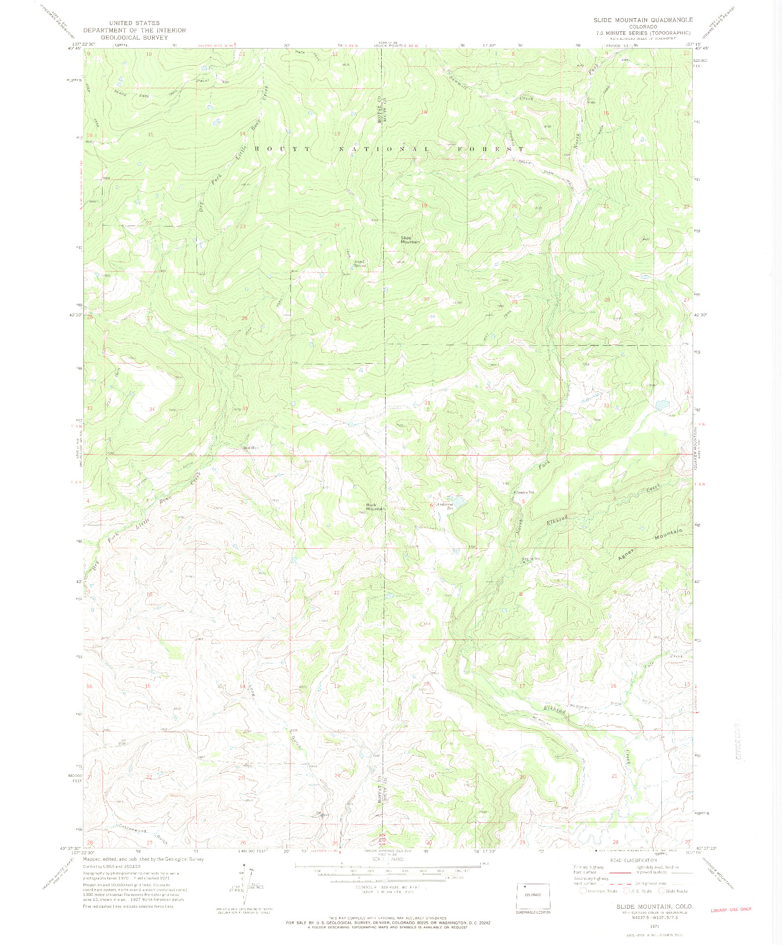 USGS 1:24000-SCALE QUADRANGLE FOR SLIDE MOUNTAIN, CO 1971