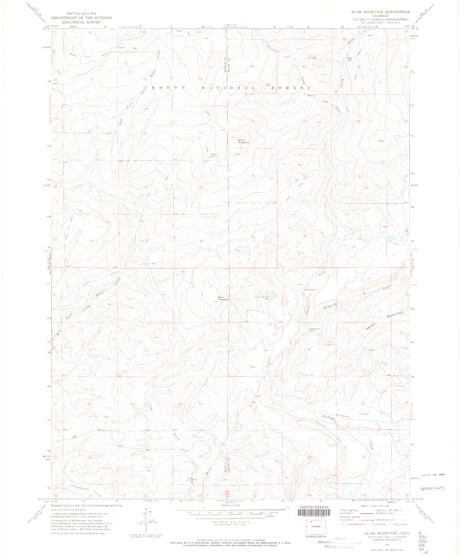 USGS 1:24000-SCALE QUADRANGLE FOR SLIDE MOUNTAIN, CO 1971