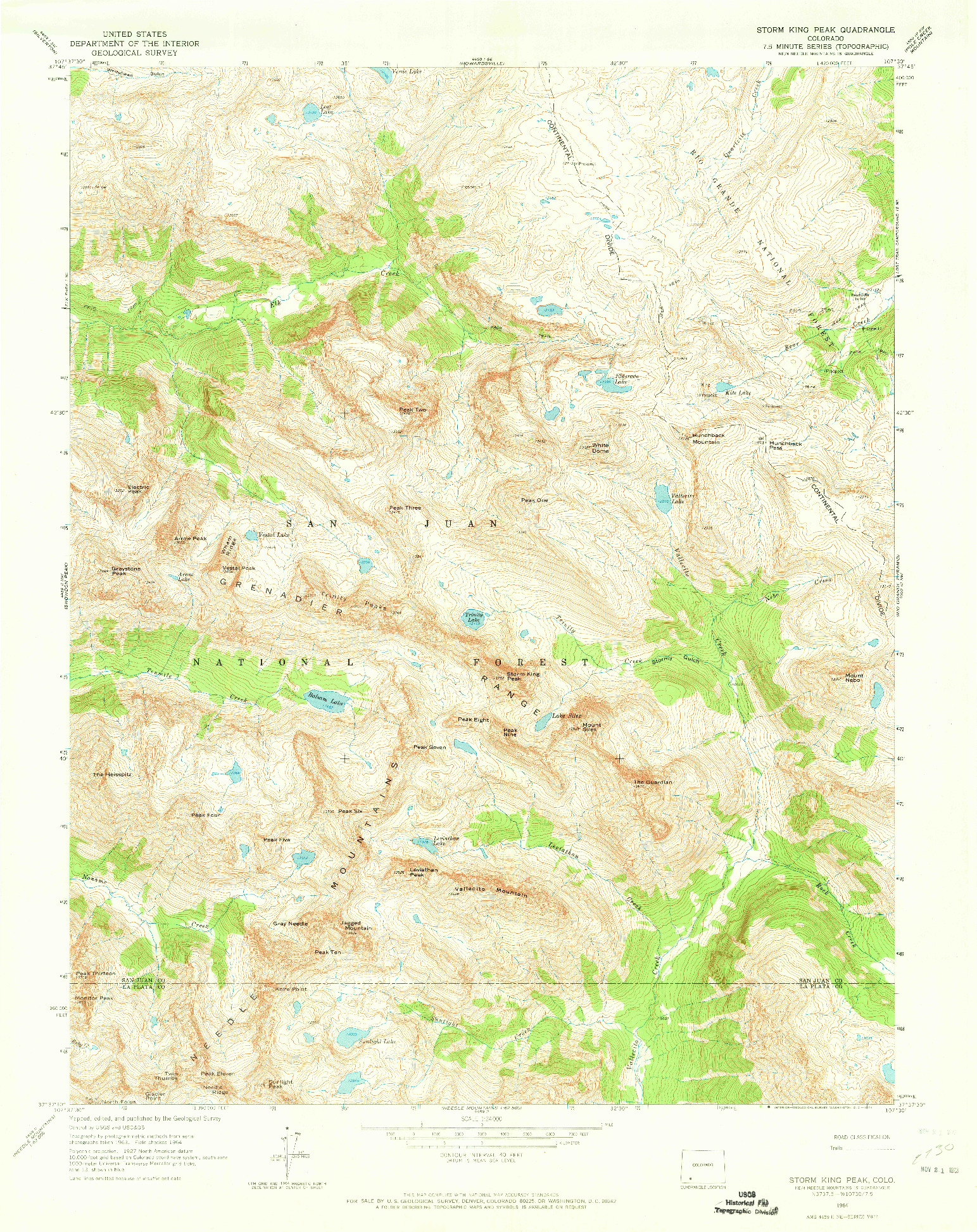 USGS 1:24000-SCALE QUADRANGLE FOR STORM KING PEAK, CO 1964